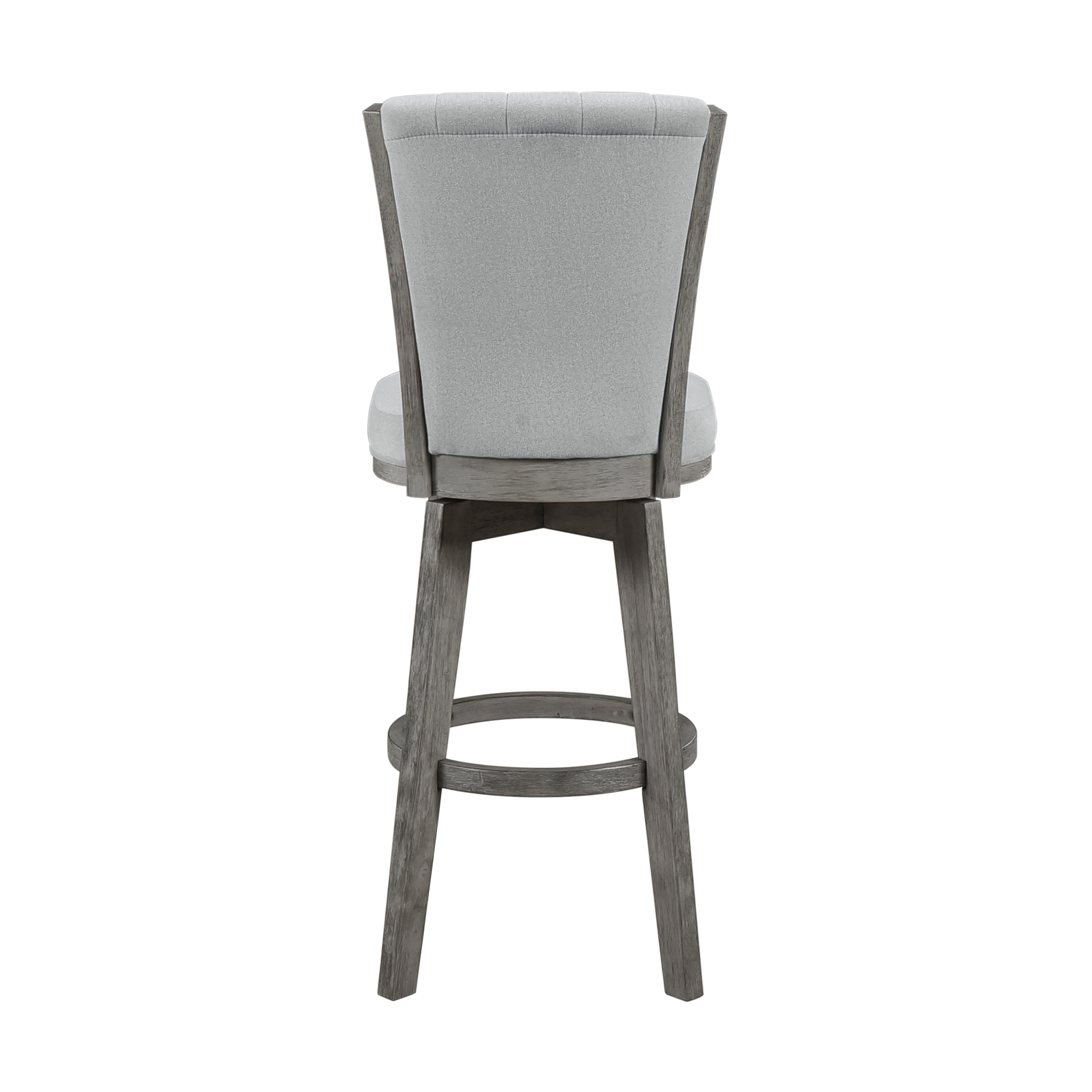 Gray Finish Set of 2 Pub Height Chairs Swivel Seat Tufted Fabric Upholstered Solid Wood Dining Furniture Transitional Style