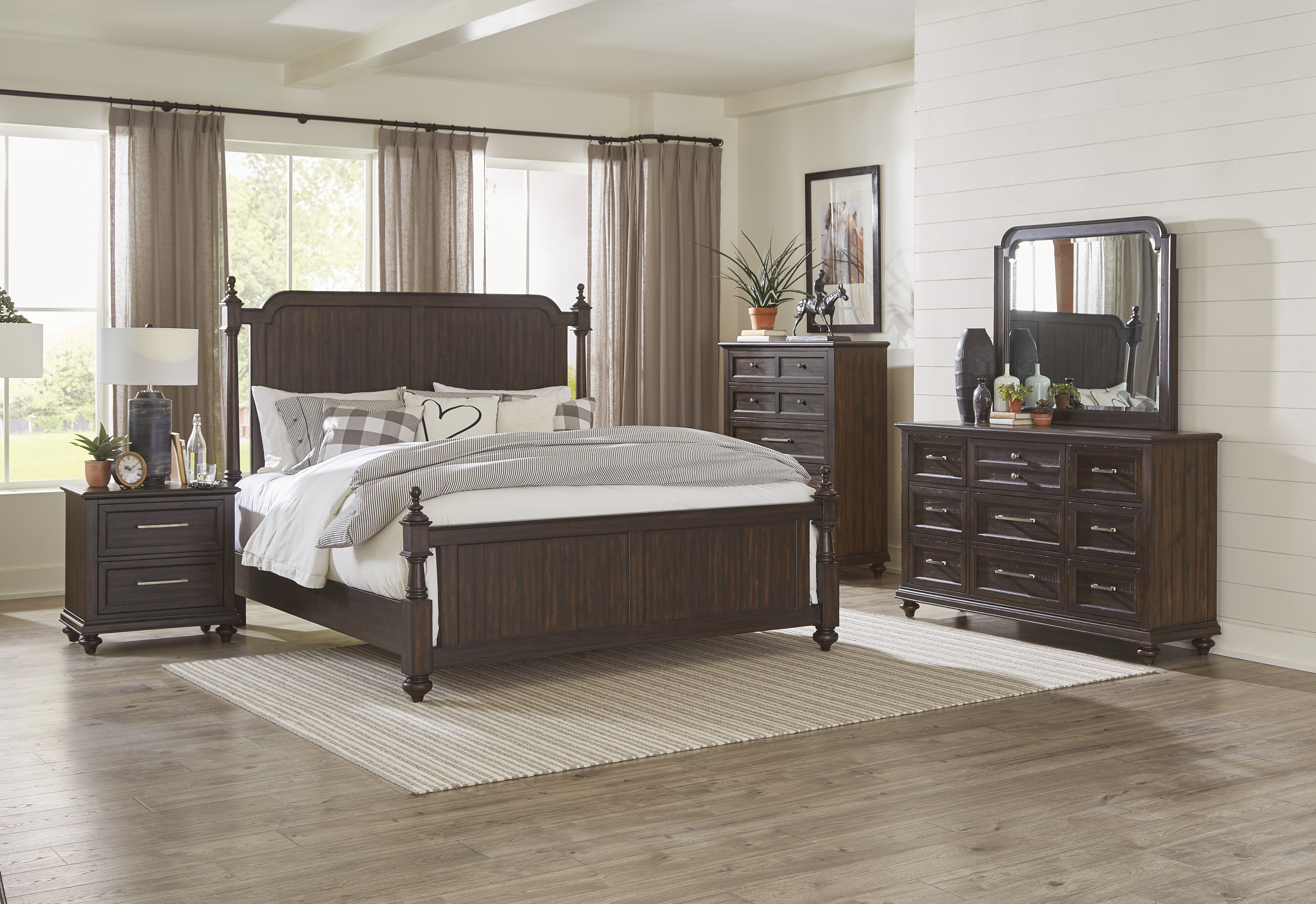 Solid Transitional Style Bedroom 1pc Chest of Drawers Driftwood Charcoal Finish Wooden Furniture Traditional Framing