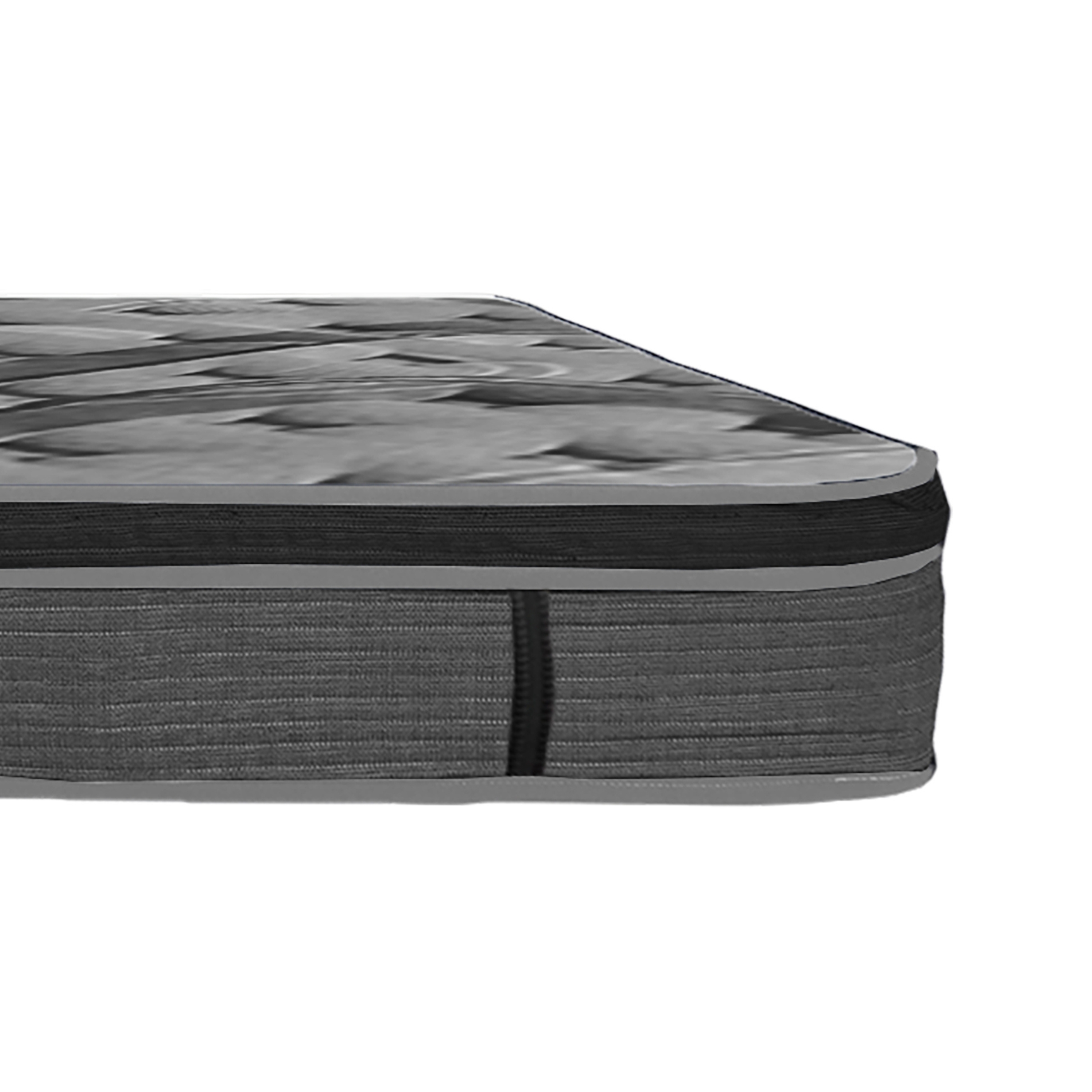 Luxurious 14in Euro Top Mattress, Queen Size Plush Memory Foam Mattress for Bed Frames, Dark Gray