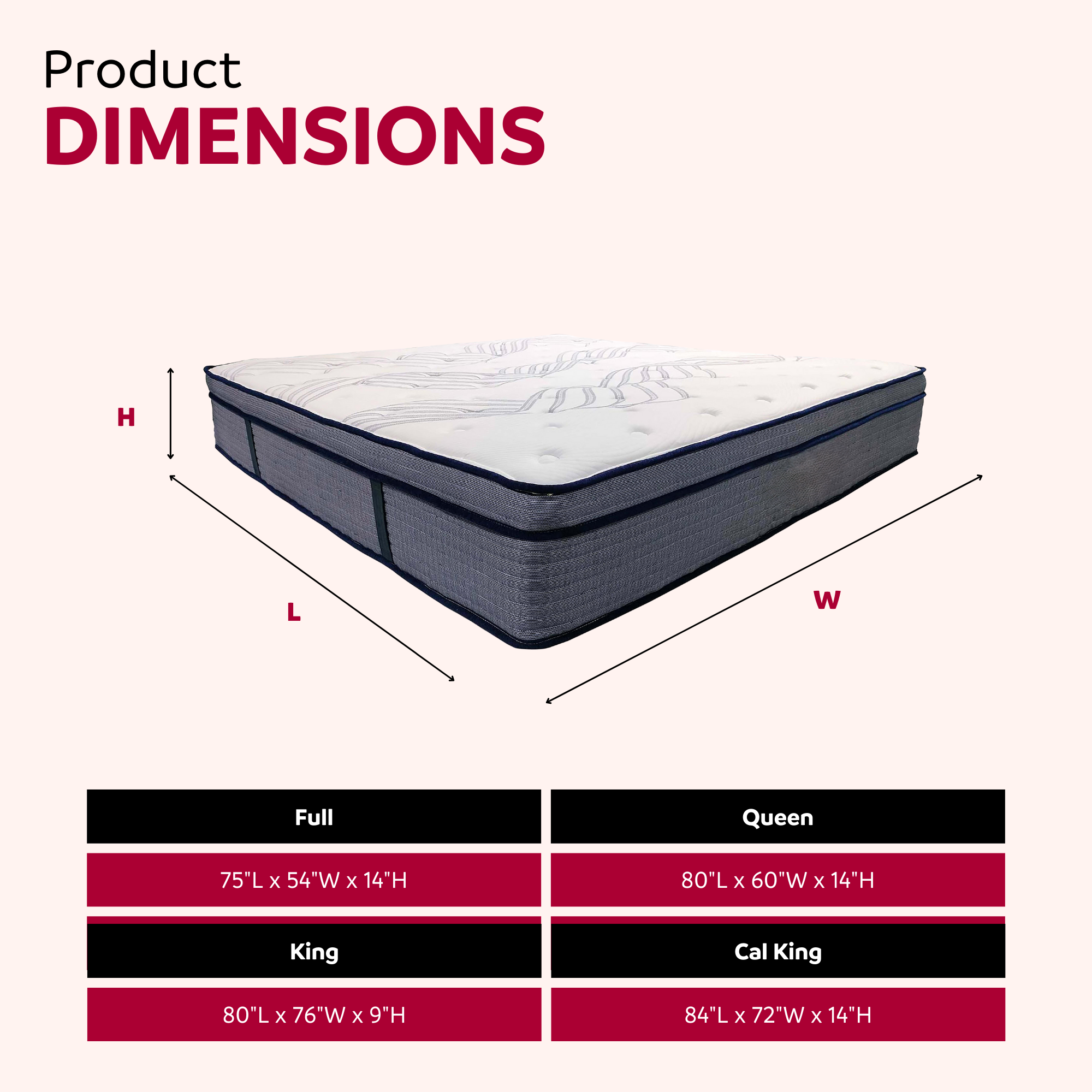 14 in. Hybrid Plush Foam Mattress - Full, Soft Polyester Knit Cover, Multi-Layer Foam Mattress