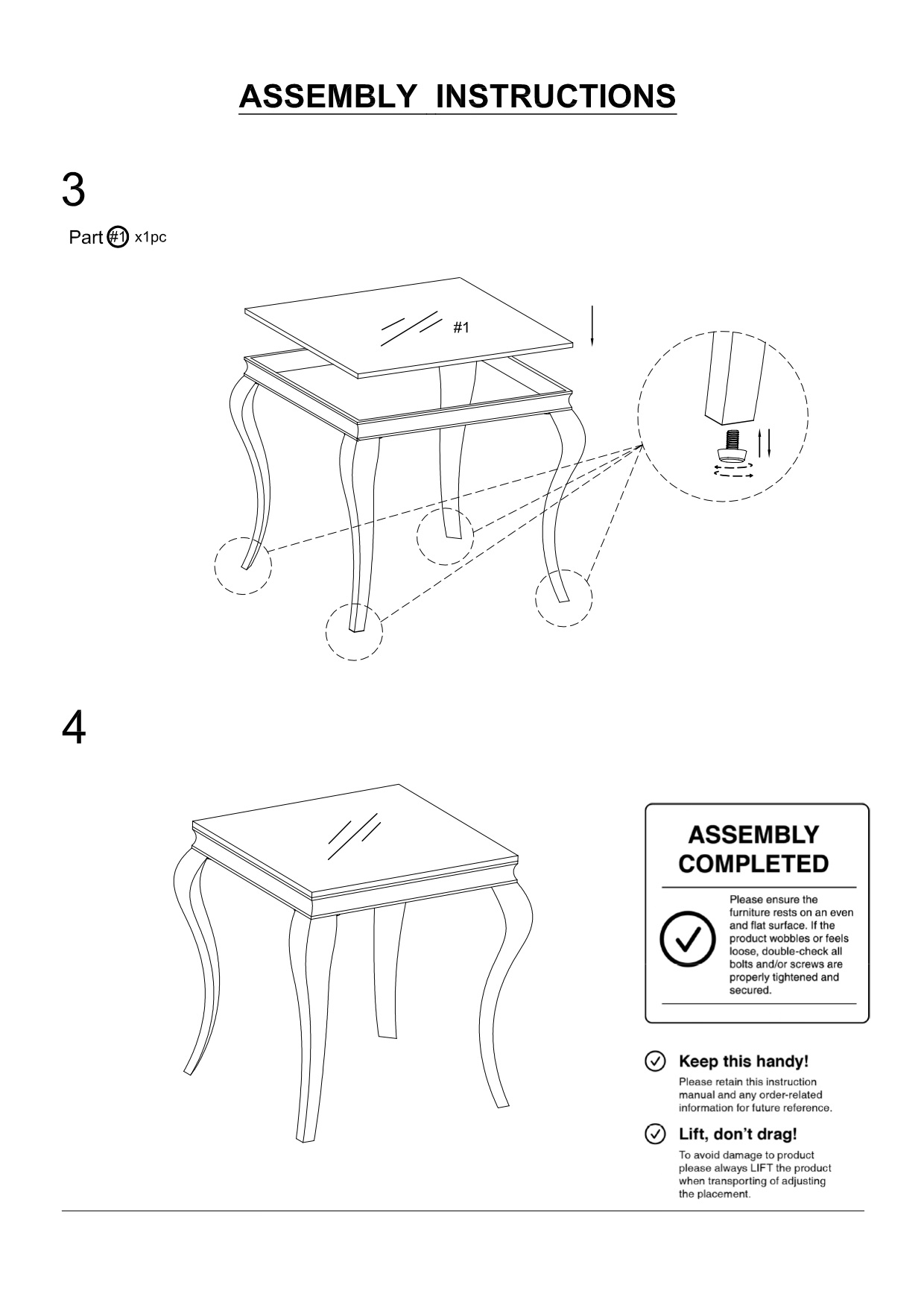 Glam Contemporary1pc End Table Black Glass Top Silver Color Table Living Room Stainless Steel Cabriole-Style Legs