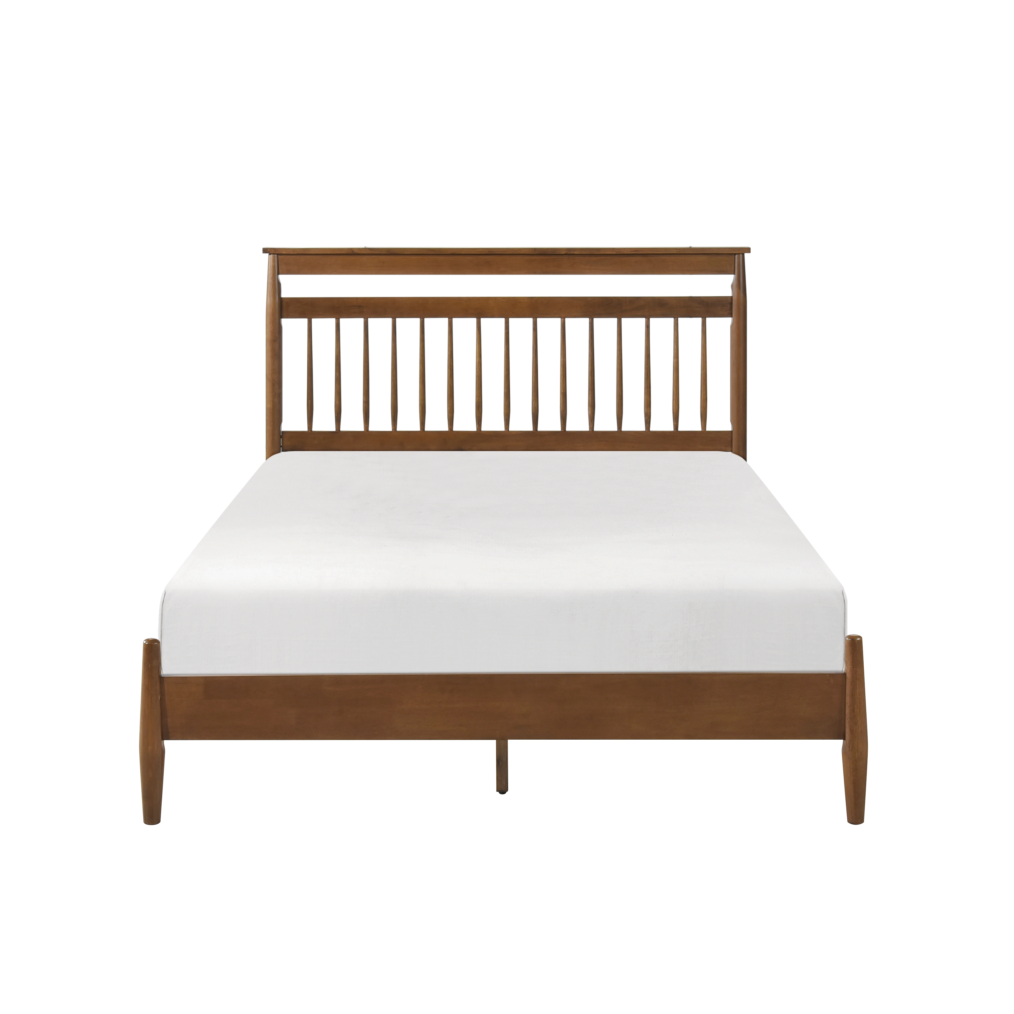 Transitional Design Queen Platform Bed Chestnut Finish Wood Frame Bedroom Furniture 1pc Bed in a Box