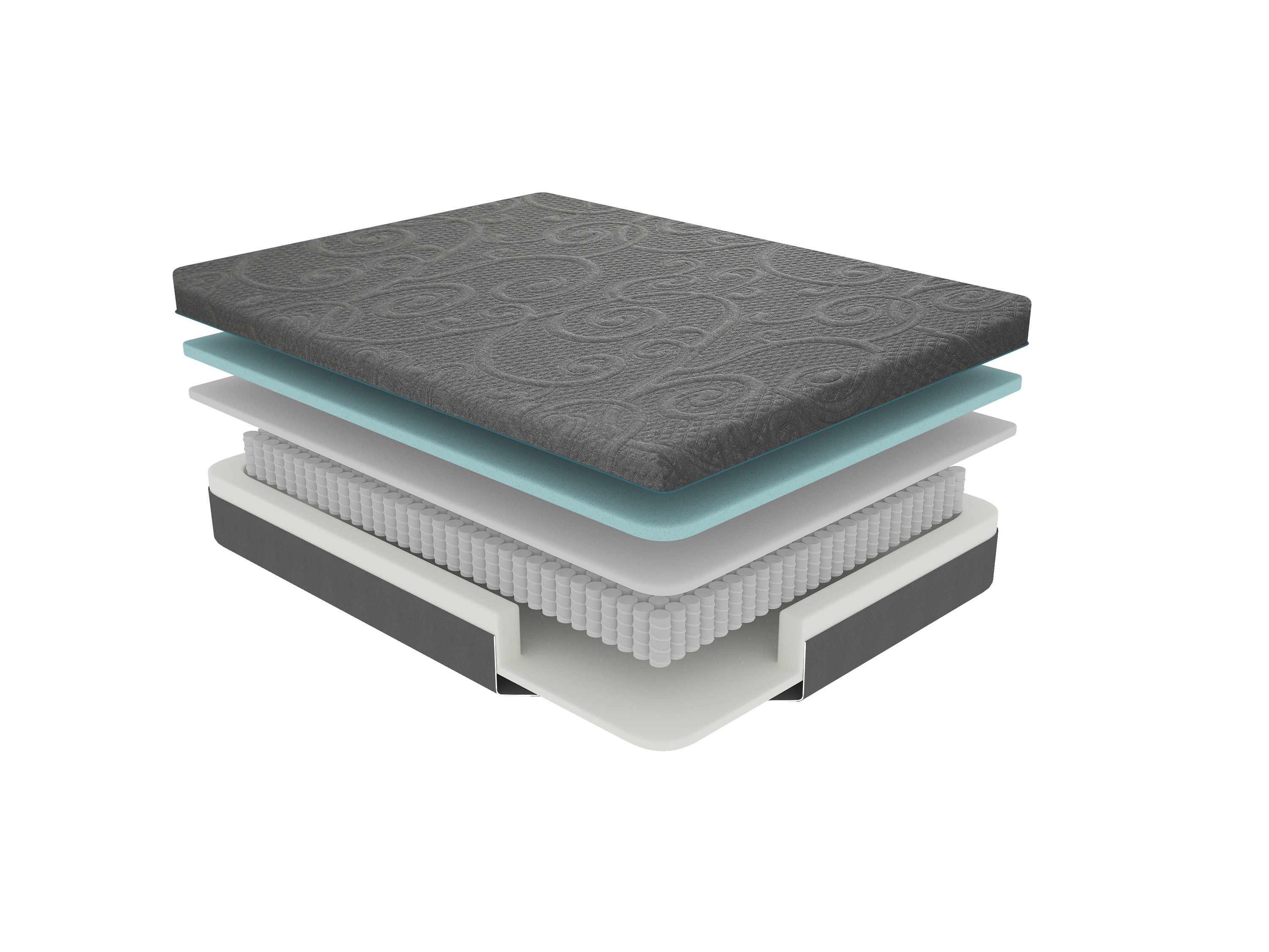 8" Queen Size Bed Mattress Gel-Infused Memory Foam Hybrid Mattress, Dark Gray, Mattress in a Box, Firm Comfort Mattress