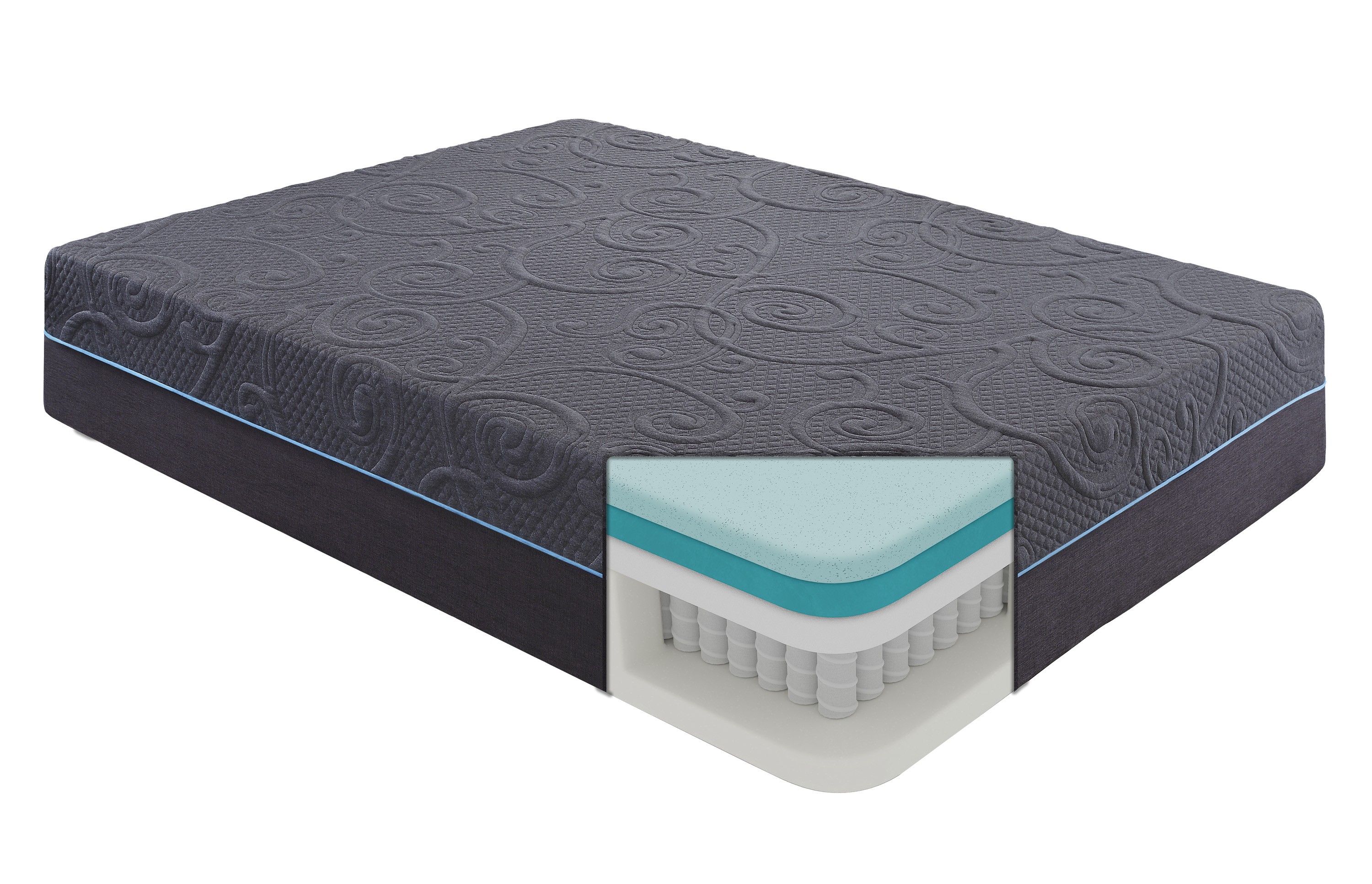 14-inch Queen Size Bed Mattress Gel-Infused Memory Foam Hybrid Mattress, Dark Gray, Mattress in a Box, Medium Firm Comfort