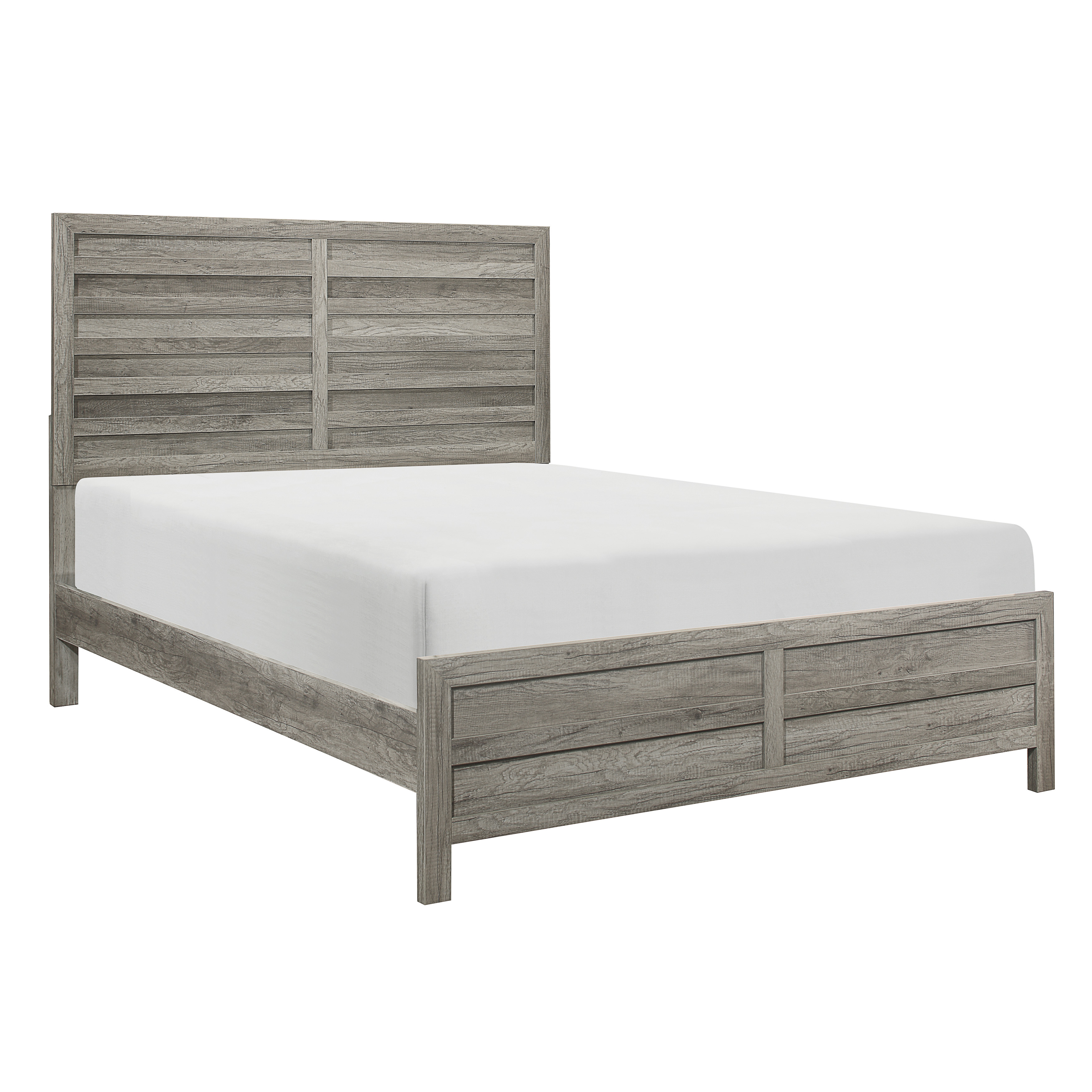 Weathered Gray Finish Queen Bed 1pc Wooden Rustic Style Bedroom Furniture