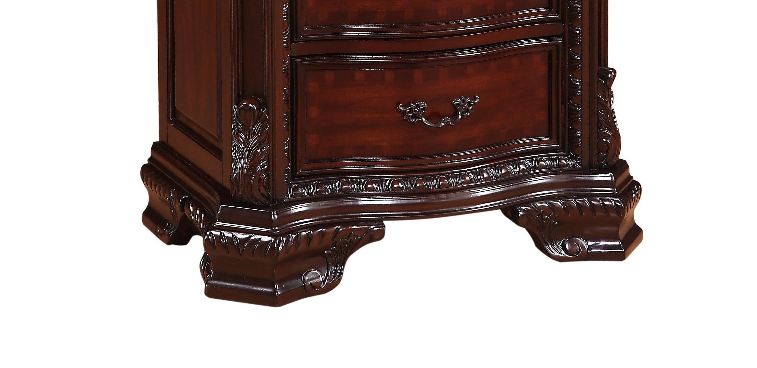 1pc Traditional Nightstand End Table with Three Storage Drawers Brown Cherry Decorative Drawer Pulls Solid Wood Bedroom Furniture