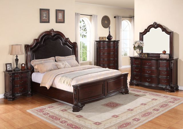 1pc Traditional Nightstand End Table with Three Storage Drawers Brown Cherry Decorative Drawer Pulls Solid Wood Bedroom Furniture