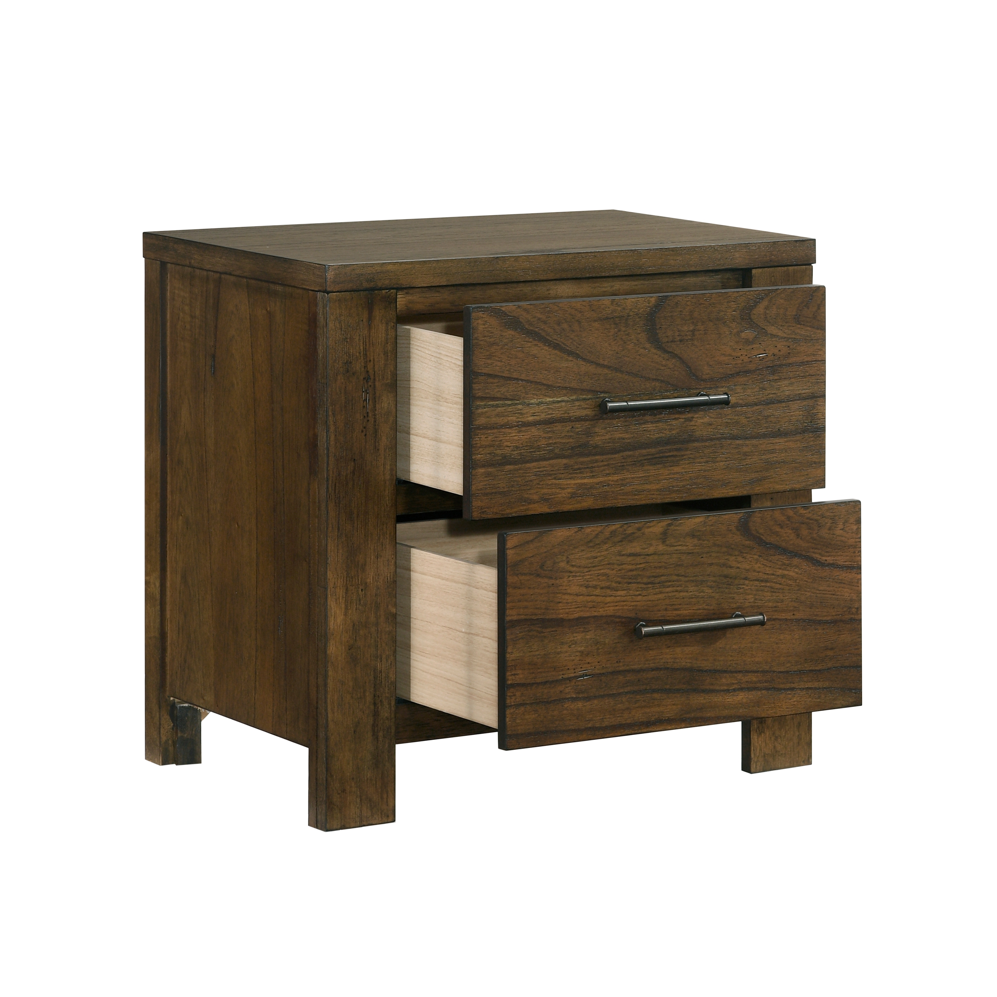 1pc Oak Finish Nightstand of 2x Drawers Rustic Aesthetic Bedroom Furniture 1pc Bedside Cabinet