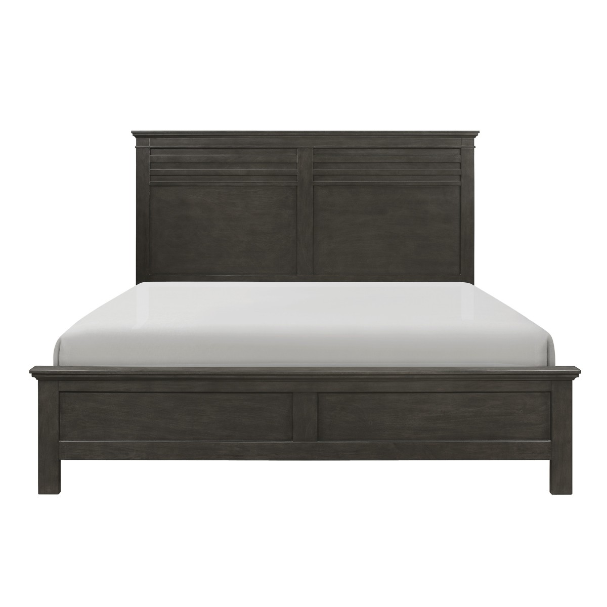 Charcoal Gray Finish Eastern King Bed 1pc Transitional Style Wooden Bedroom Furniture Panel Bed