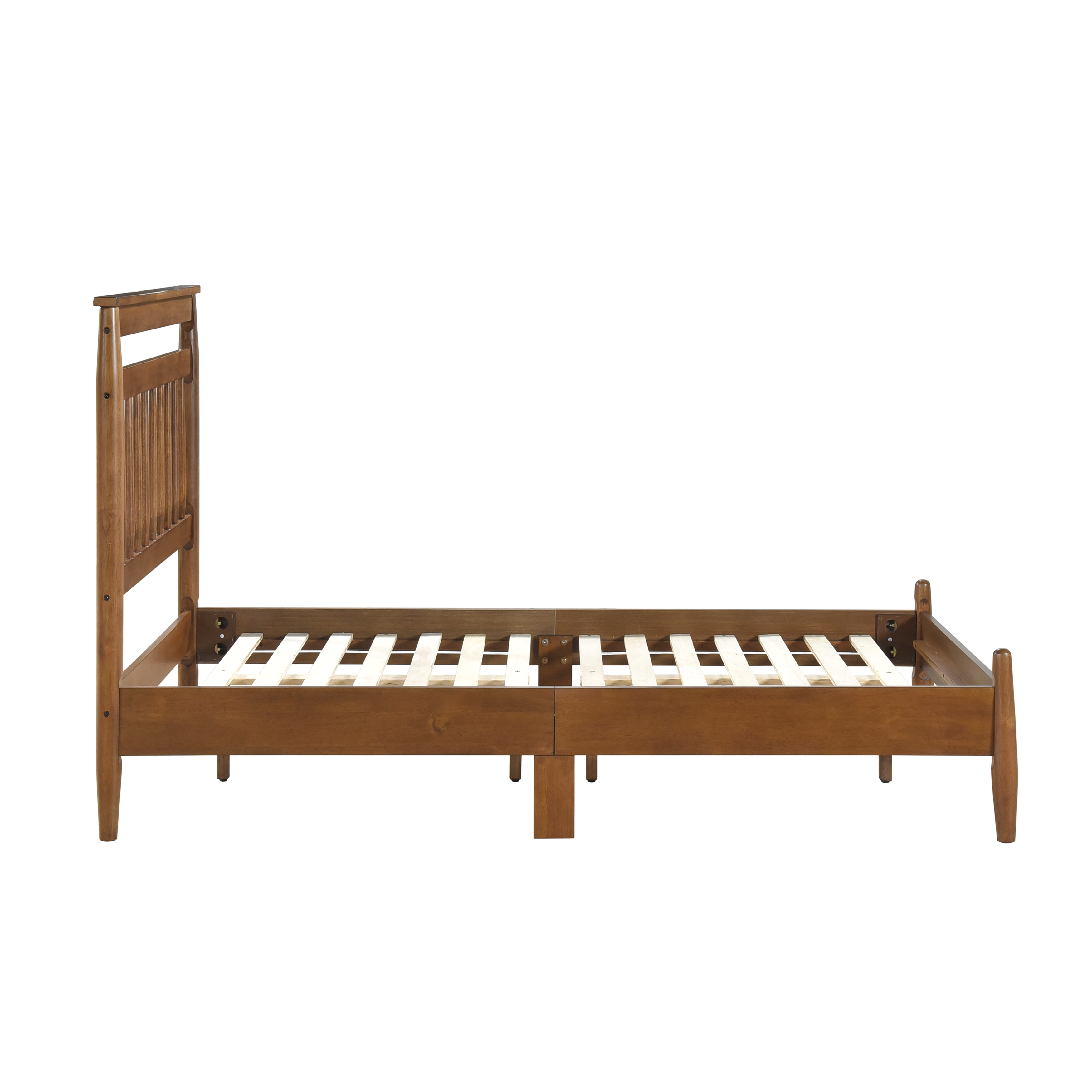 Transitional Design Twin Platform Bed Chestnut Finish Wood Frame Bedroom Furniture 1pc Bed in a Box