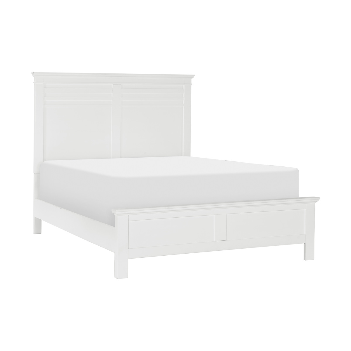 White Finish California King Bed Transitional Style Wooden Bedroom Furniture 1pc Panel Bed