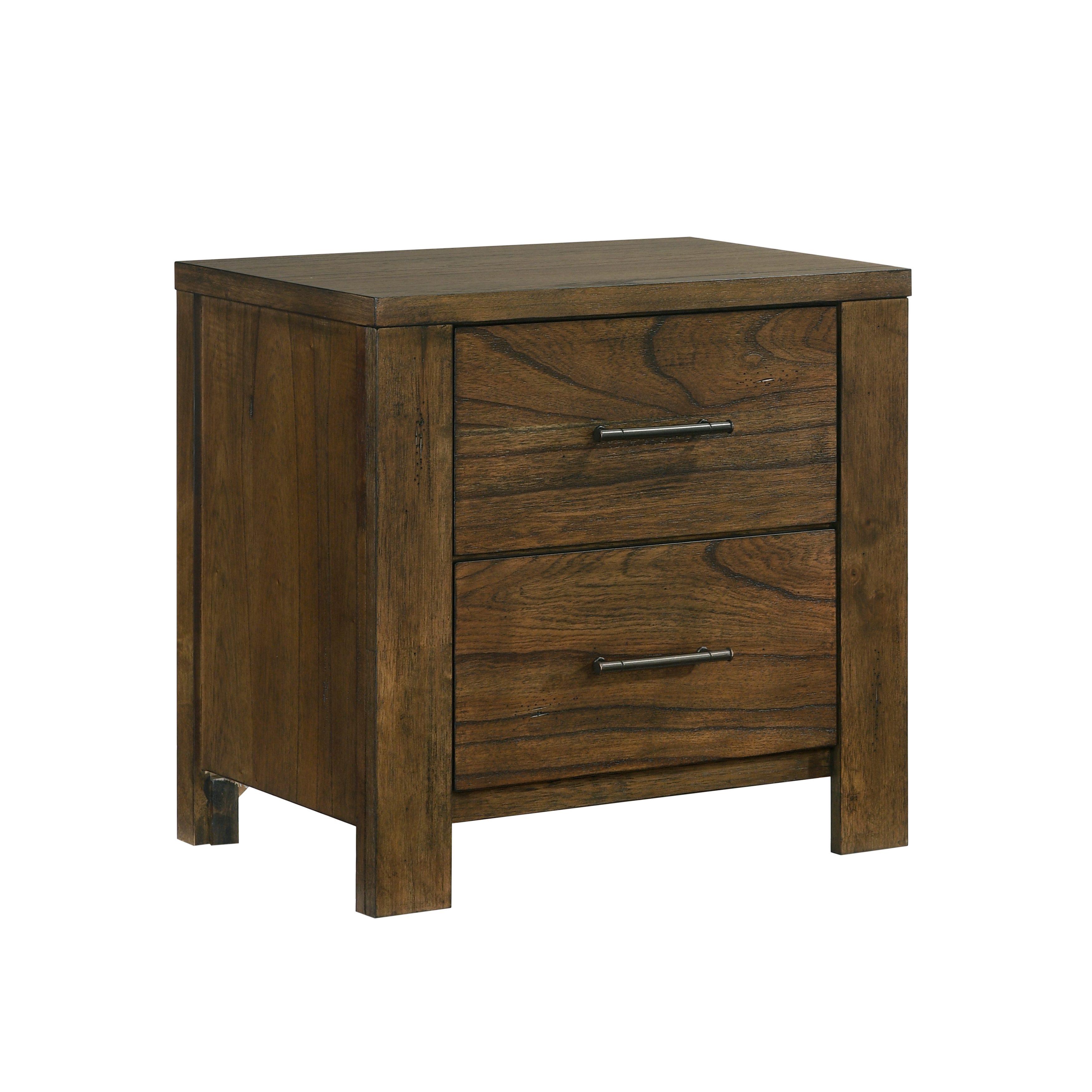 1pc Oak Finish Nightstand of 2x Drawers Rustic Aesthetic Bedroom Furniture 1pc Bedside Cabinet