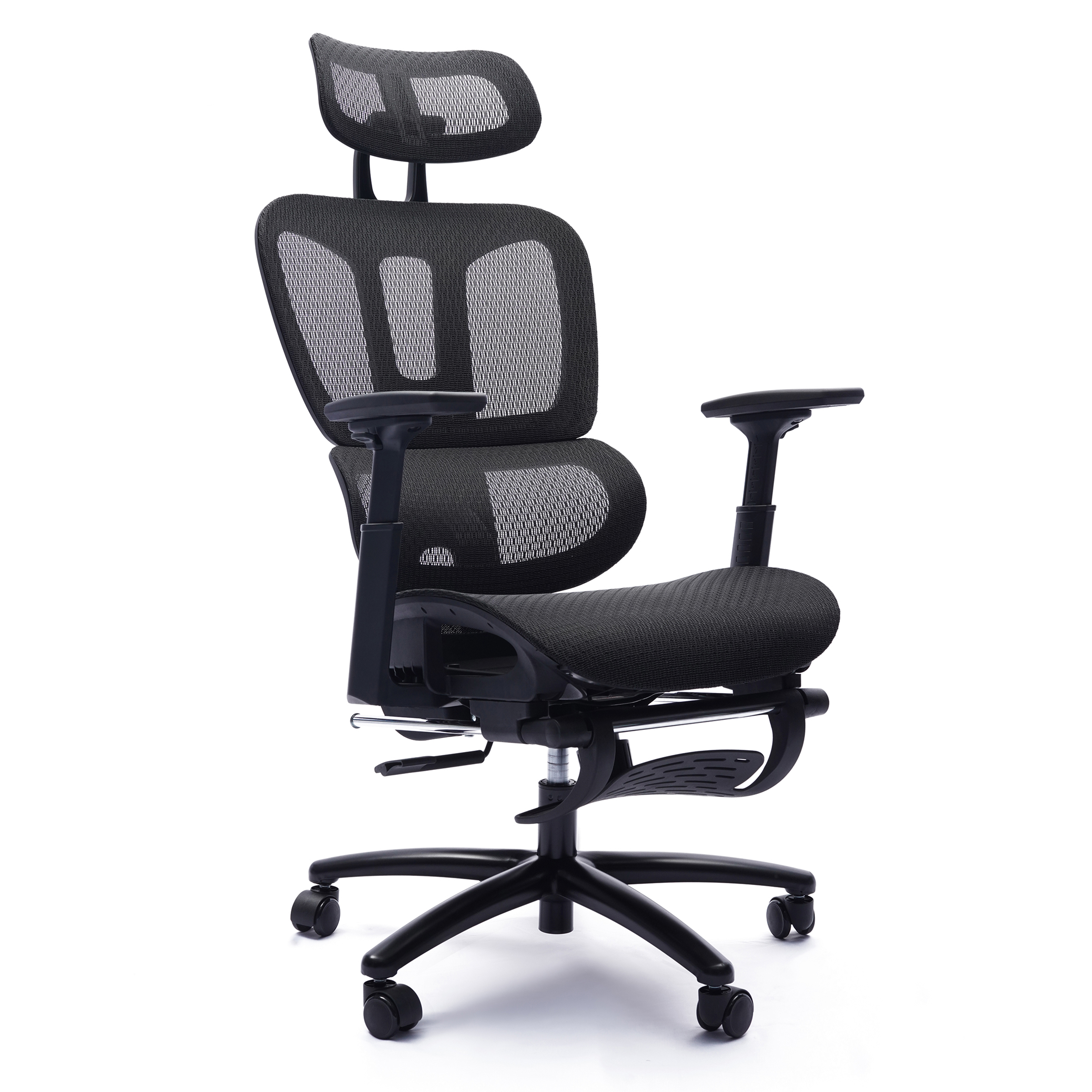 Adjustable Ergonomic Black Mesh Office Chair with Headrest and Footrest, Conference/Computer Desk Chair