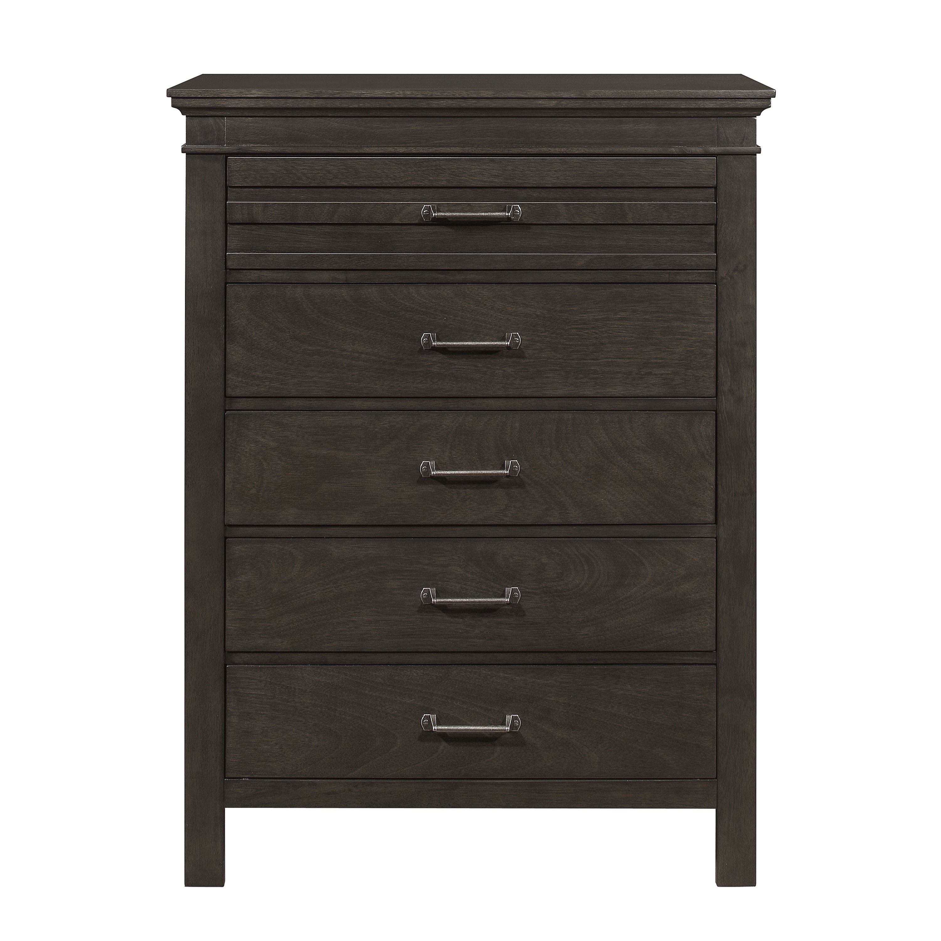 1pc Charcoal Gray Finish 5 Drawers Chest Transitional Style Wooden Bedroom Furniture