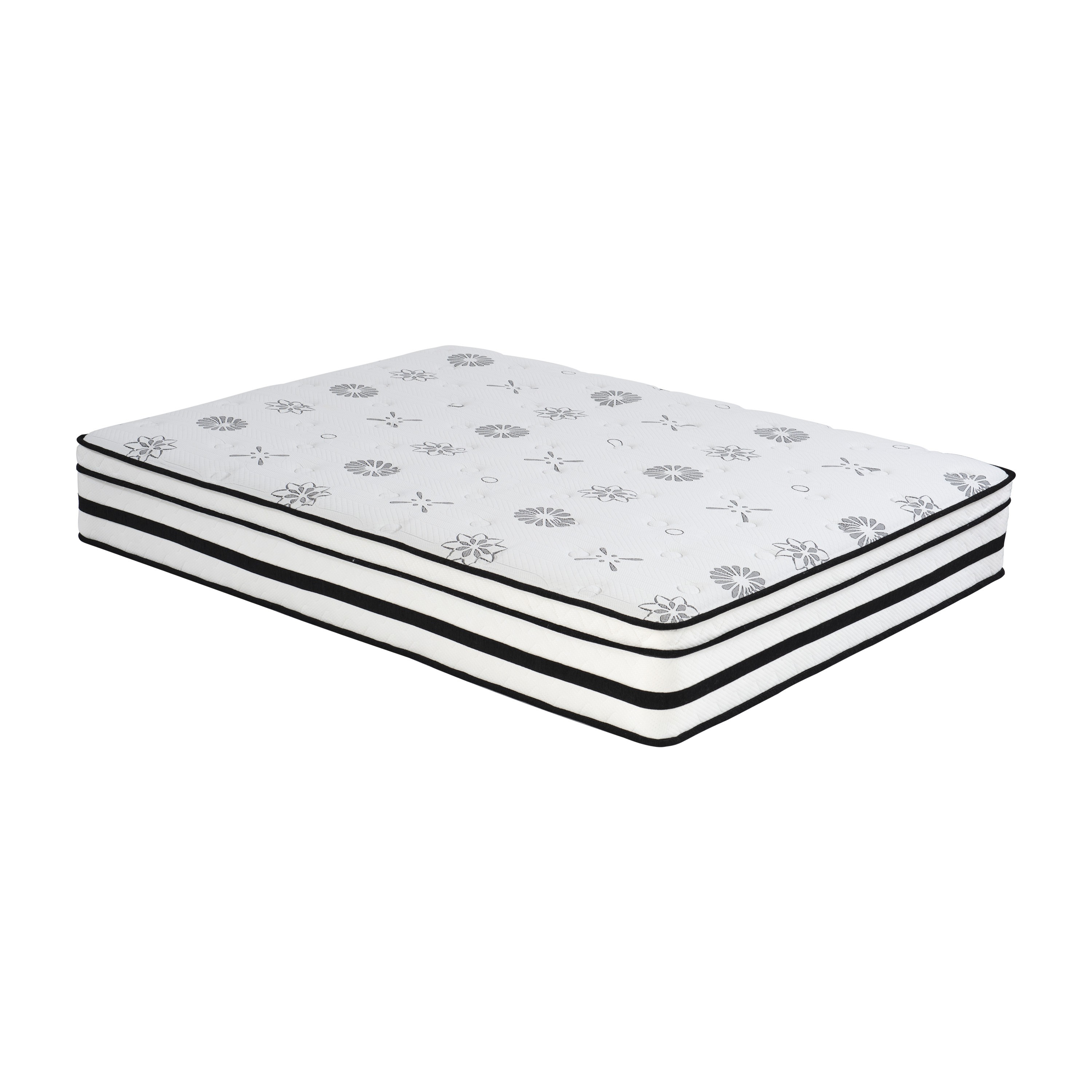 12-inch Eastern King Mattress Highly Breathable Quilted Cover Hybrid Mattress, White, Plush Foam Mattress in a Box, Luxury Comfort Mattress