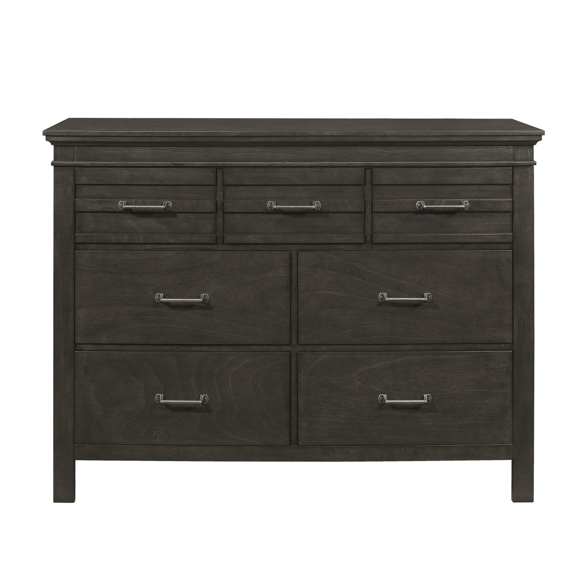 1pc Charcoal Gray Finish 7 Drawers Dresser Transitional Style Wooden Bedroom Furniture