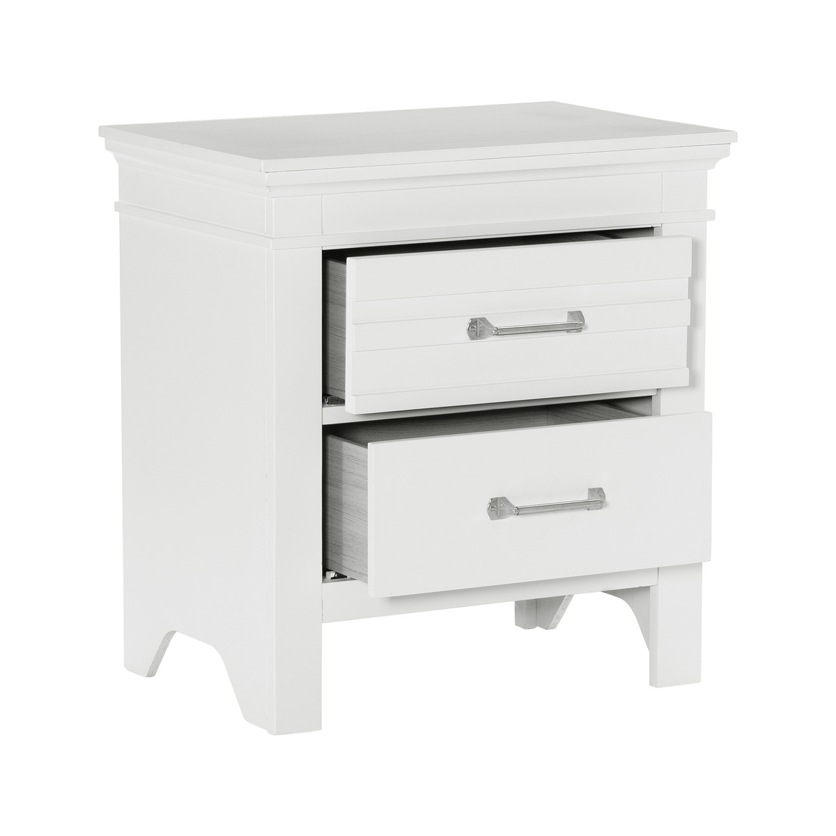 2 Drawers White Finish Nightstand Transitional Style Wooden Bedroom Furniture 1pc Bed-Side Cabinet Table