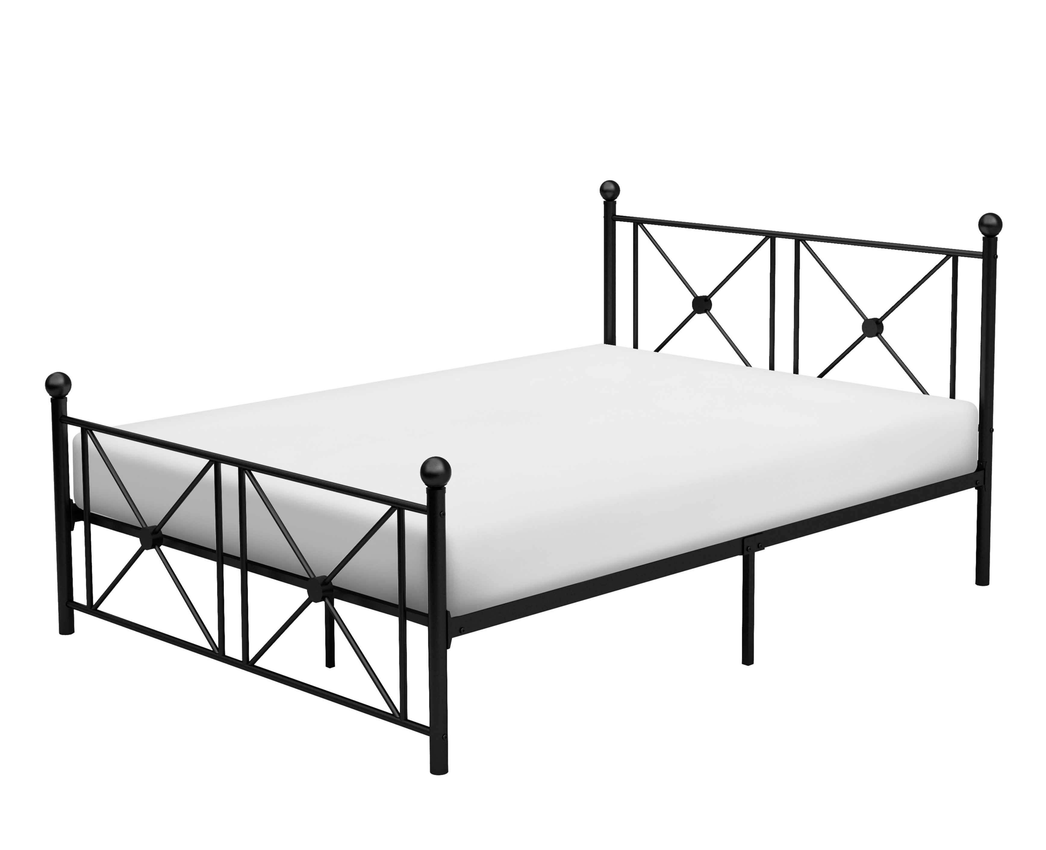 Black Finish Metal Frame 1pc Full Platform Bed Modern Traditional Bedroom Furniture