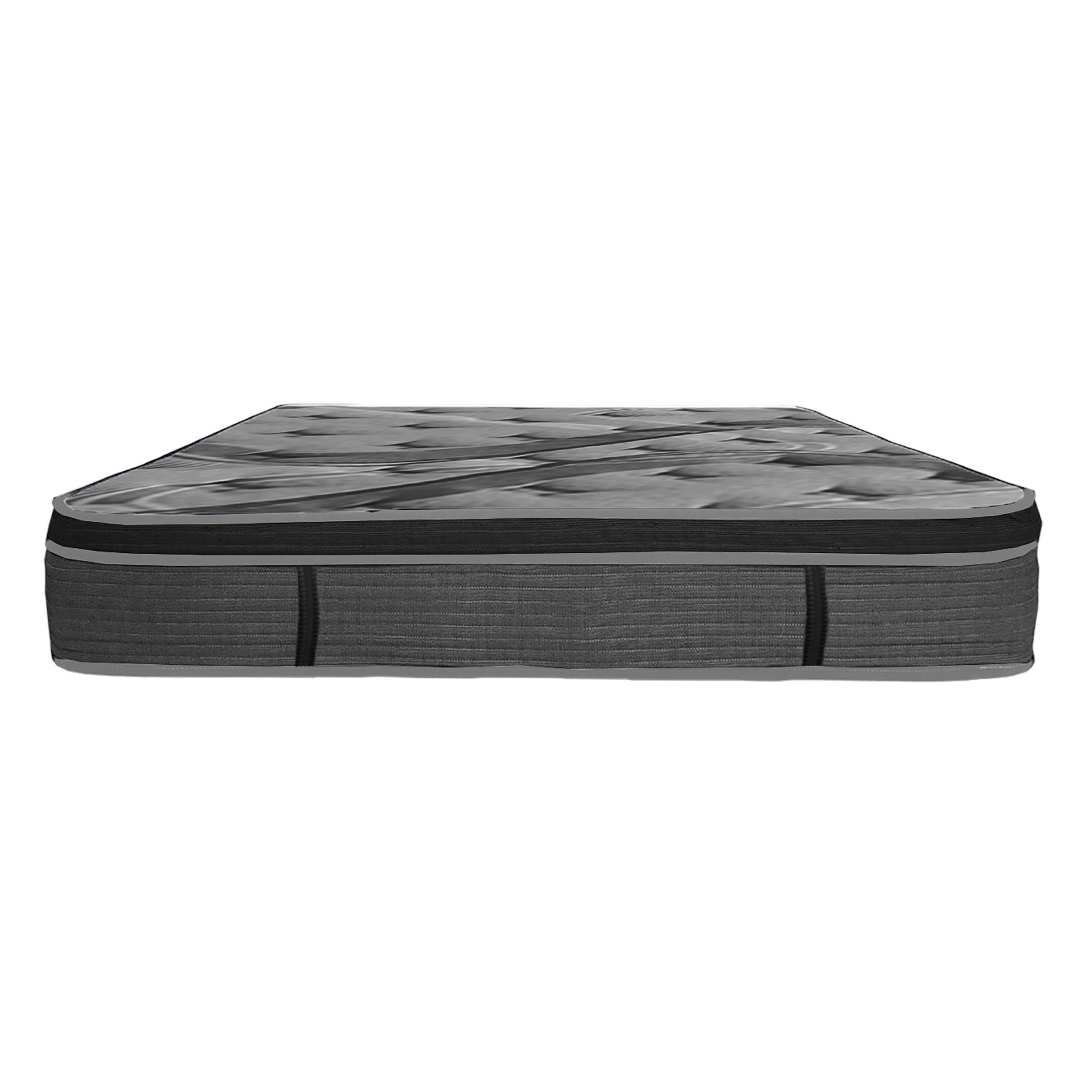 Luxurious 14in Euro Top Mattress, Queen Size Plush Memory Foam Mattress for Bed Frames, Dark Gray