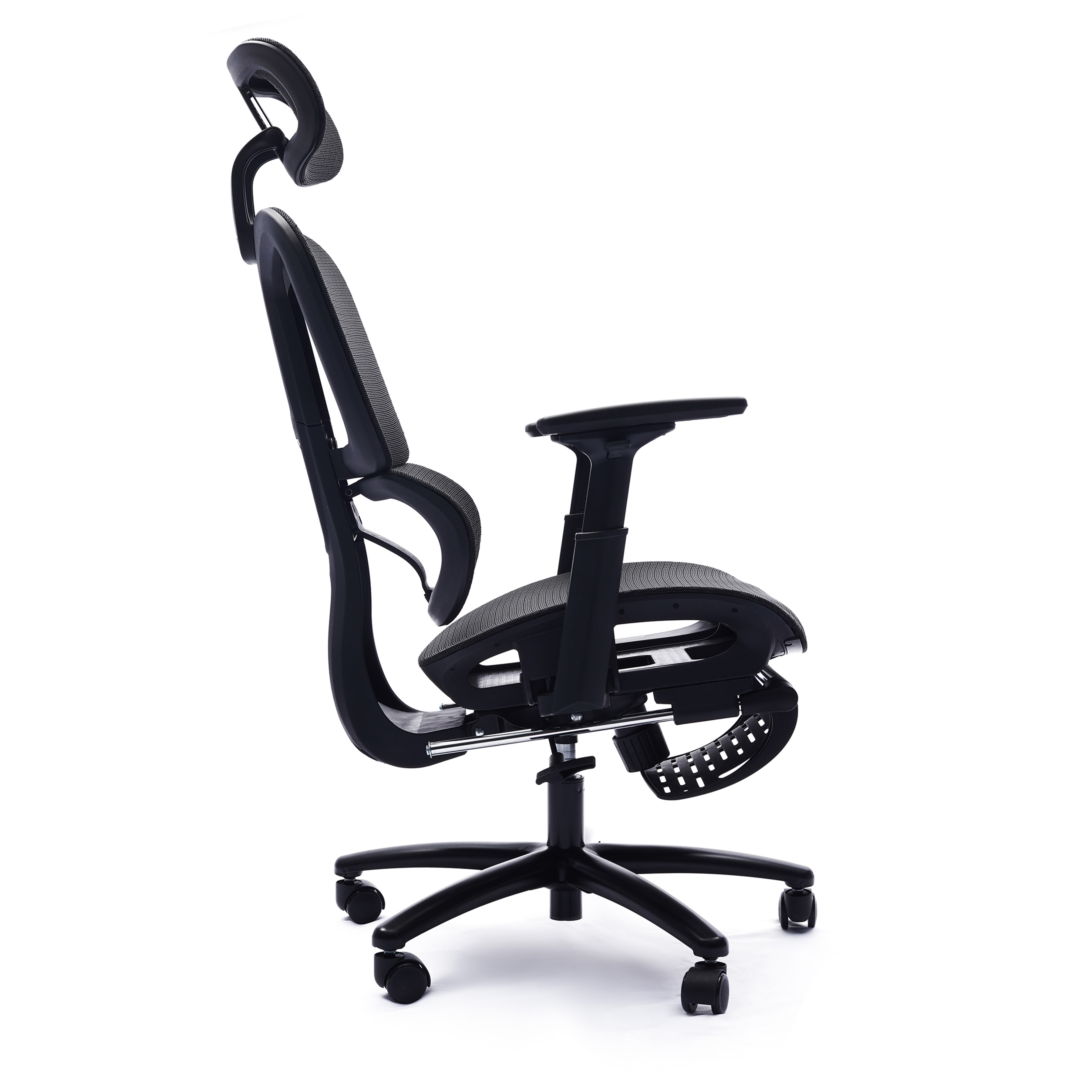 Adjustable Ergonomic Black Mesh Office Chair with Headrest and Footrest, Conference/Computer Desk Chair