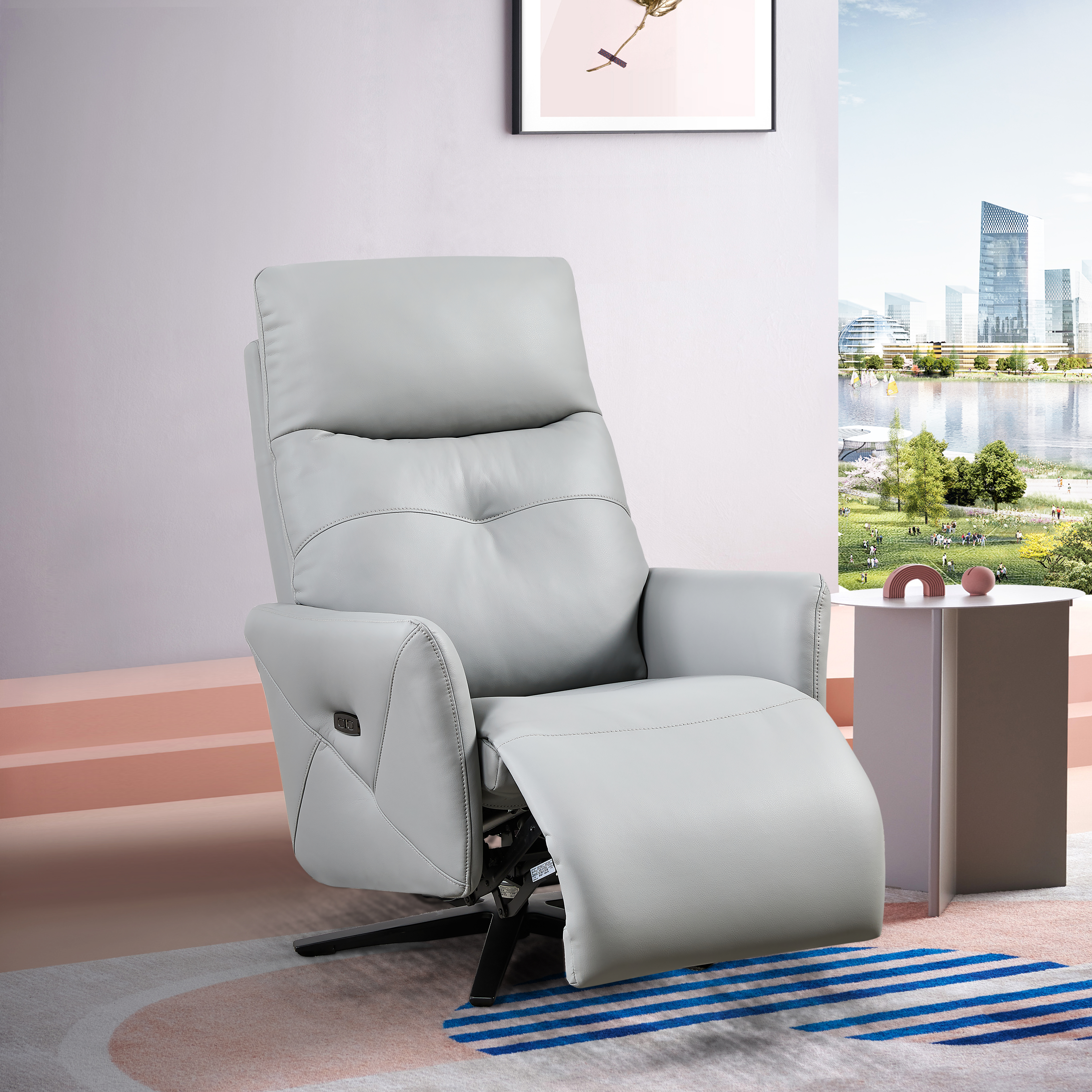 Recliner Chair With Dual Motor , Euro contemporary design , Adjustable Headrest, 360° Swivel USB Charge Port, New Living Style