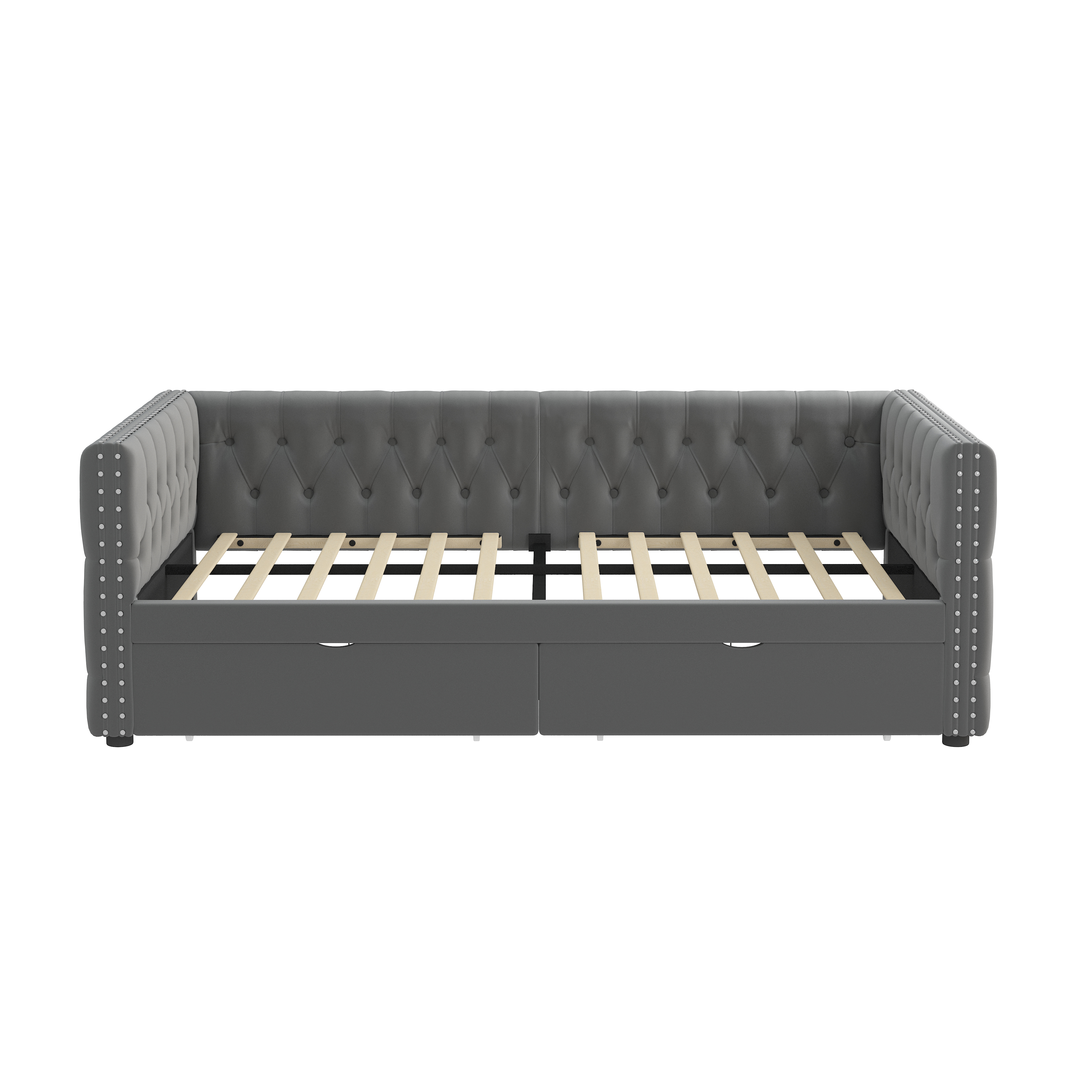 Twin Size Daybed with Drawers Upholstered Tufted Sofa Bed, with Button on Back and Copper Nail on Waved Shape Arms, velvet(79.5"x41.5"x26.5")