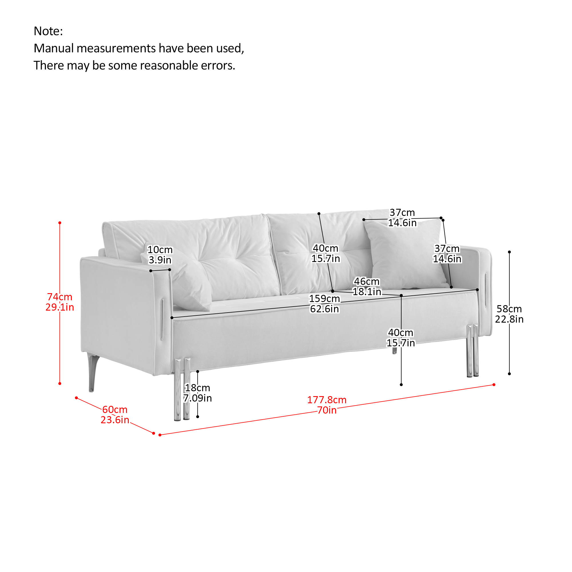 [VIDEO provided]70" Velvet Sofa Couch Luxury Modern Upholstered 3-Seater sofa with 2 Pillows for Living Room, Apartment and Small Space