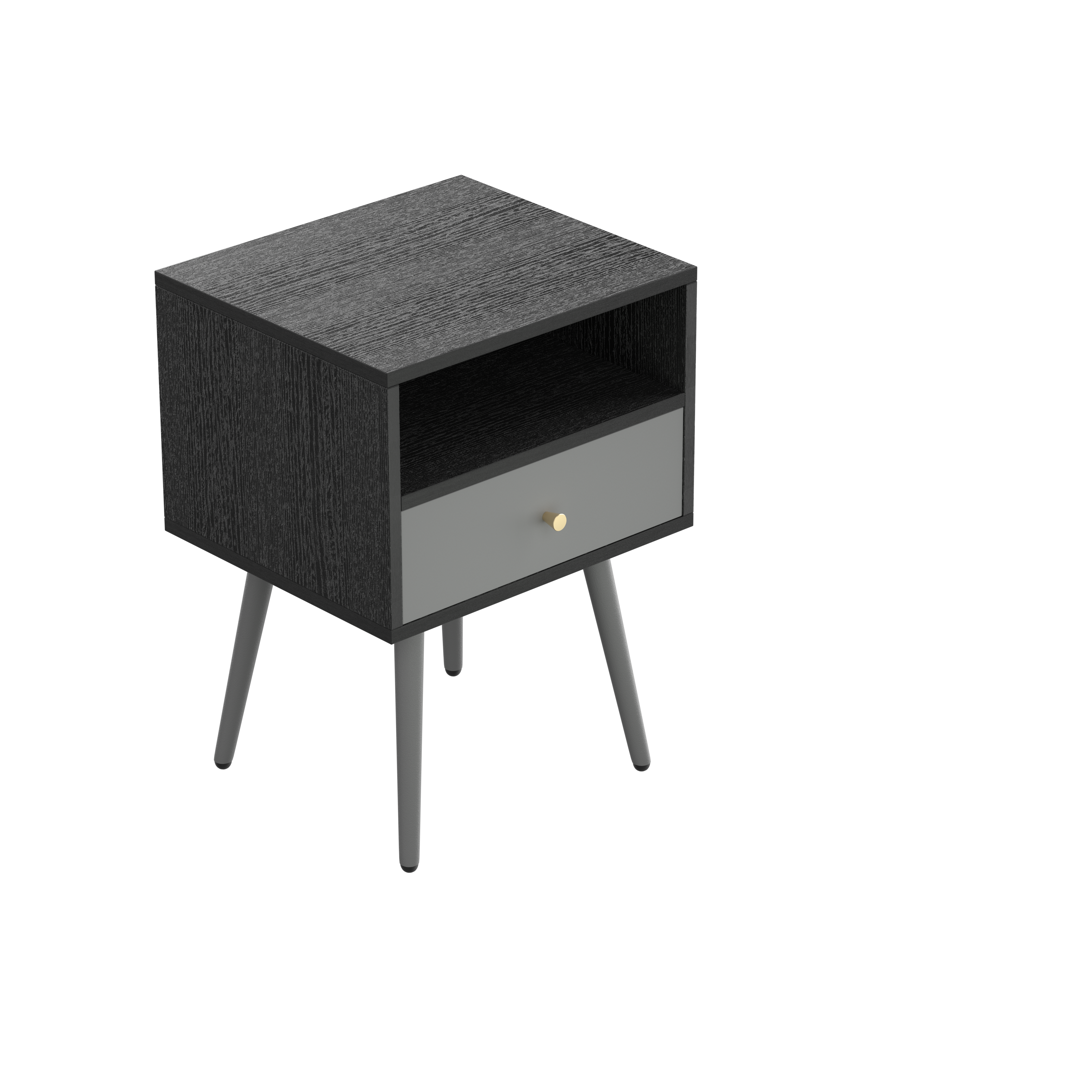 Update Modern Nightstand with 1Drawers, Suitable for Bedroom/Living Room/Side Table (Dark Grey)