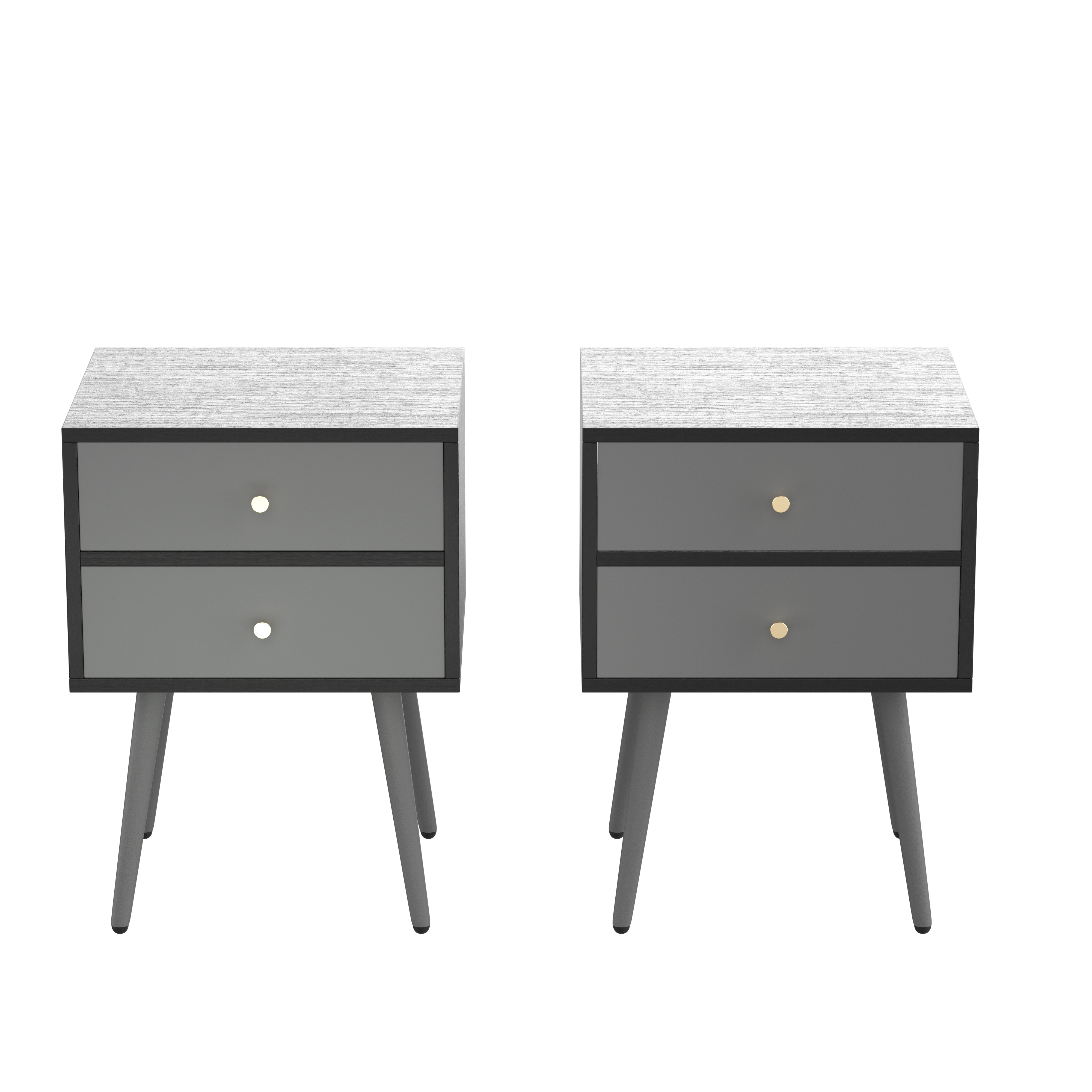 Modern Bedside Tables Set of 2,Nightstand with Storage Drawer -Chic  Simple Assembly End Side Table,Sofa Table,for bedroom/living room/office (2pcs,dark grey)