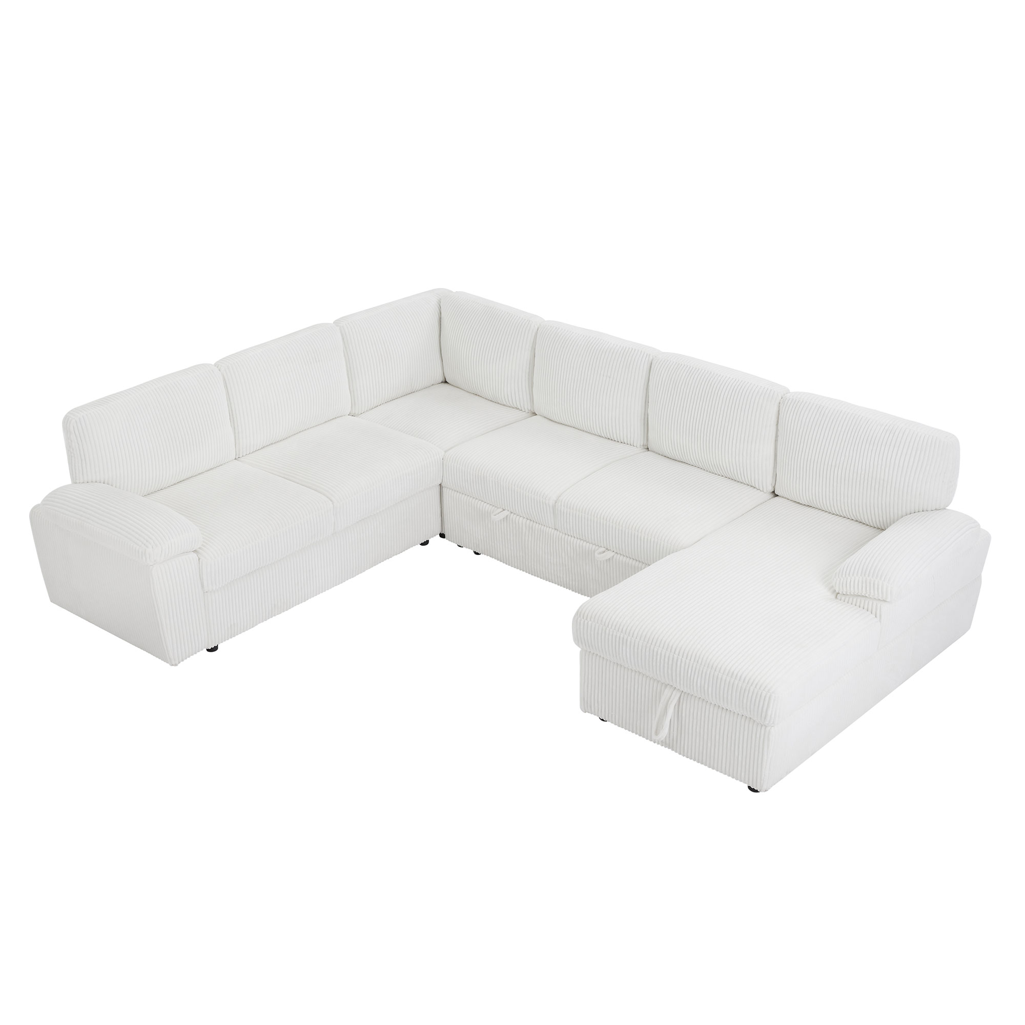 Oversized Modular Storage Sectional Sofa Couch for Home Apartment Office Living Room,Free Combination L/U Shaped Corduroy Upholstered Deep Seat Furniture Convertible Sleeper Sofabed RIGHT