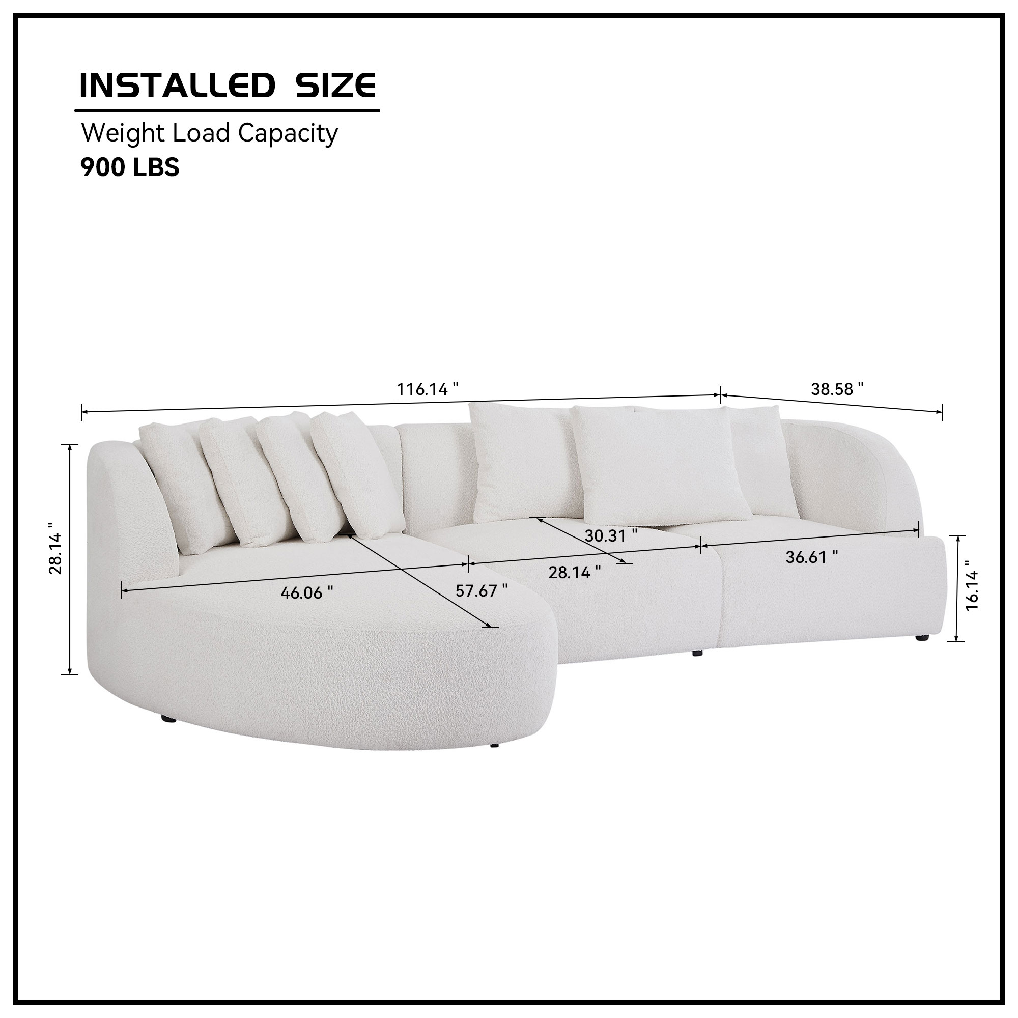 Convertible Corner Sofa with armrest and sectional Sofa, Left Chaise Longue for Living Room, Apartment & Office Beige