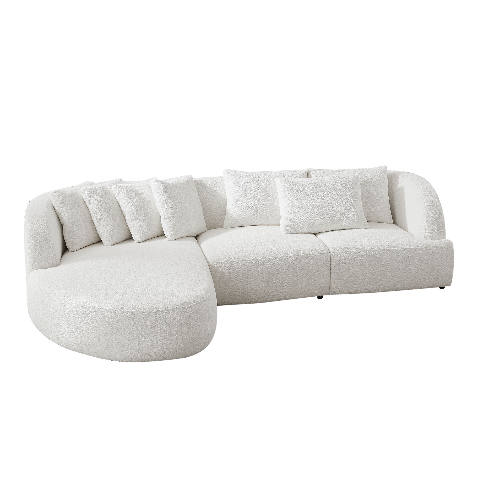 Convertible Corner Sofa with armrest and sectional Sofa, Left Chaise Longue for Living Room, Apartment & Office Beige