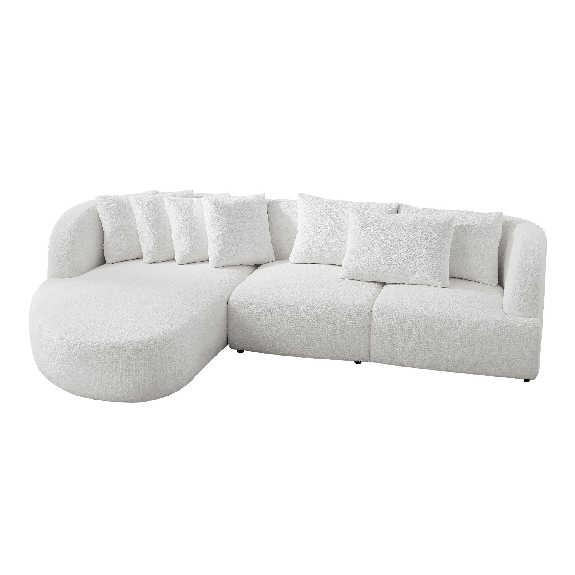 Convertible Corner Sofa with armrest and sectional Sofa, Left Chaise Longue for Living Room, Apartment & Office Beige