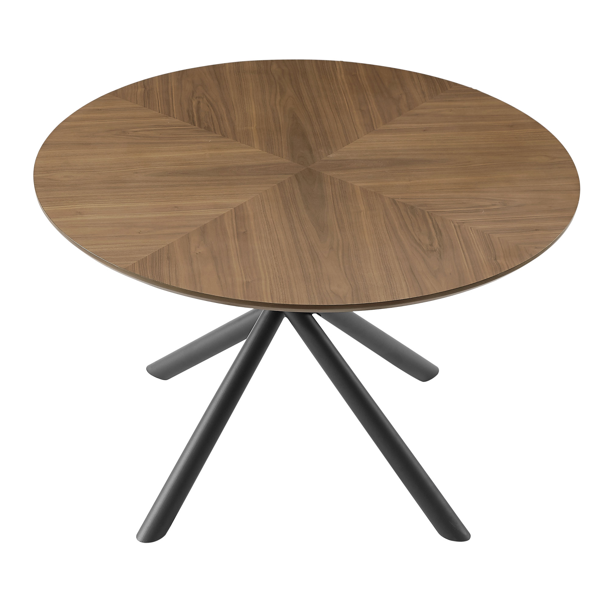 47.25'' Round MDF Coffee Table End Table Short Leisure Tea Table Cross Legs Metal Base, Easy to Assemble,Walnut