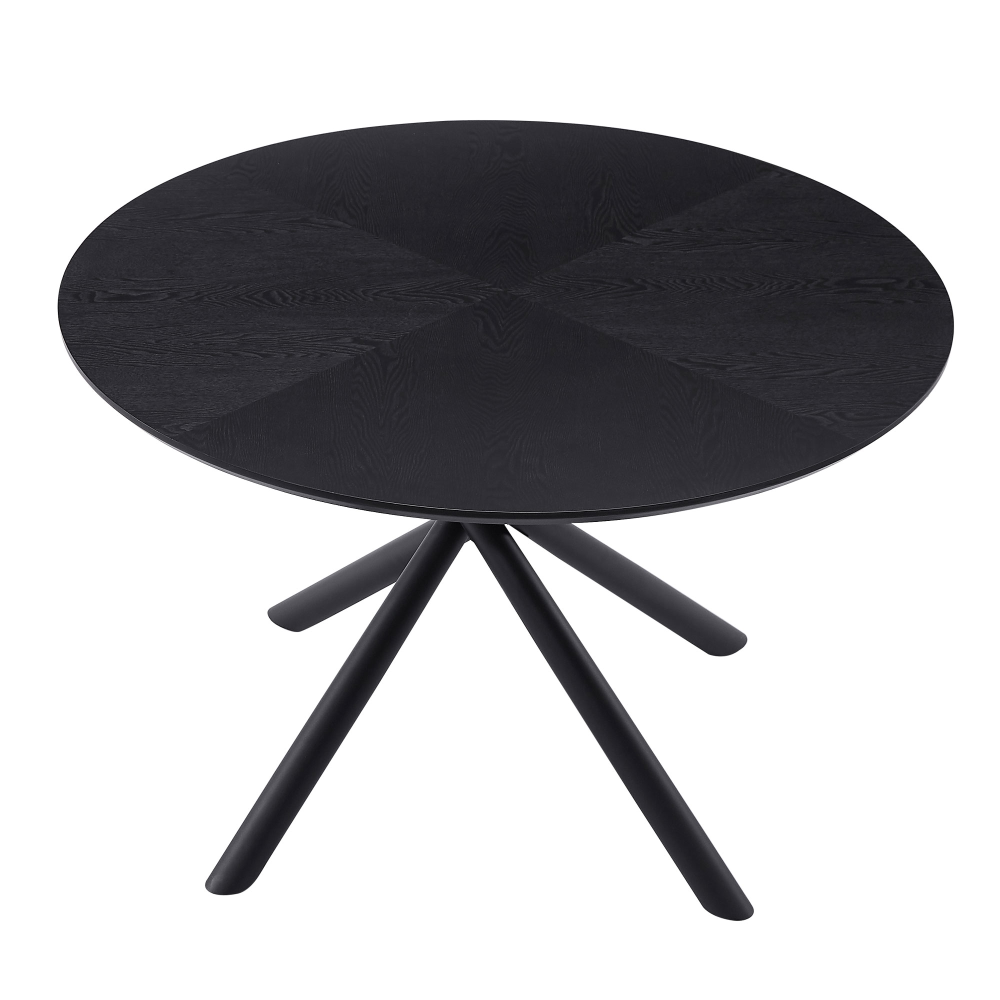 47.25'' Round MDF Coffee Table End Table Short Leisure Tea Table Cross Legs Metal Base, Easy to Assemble,BLACK