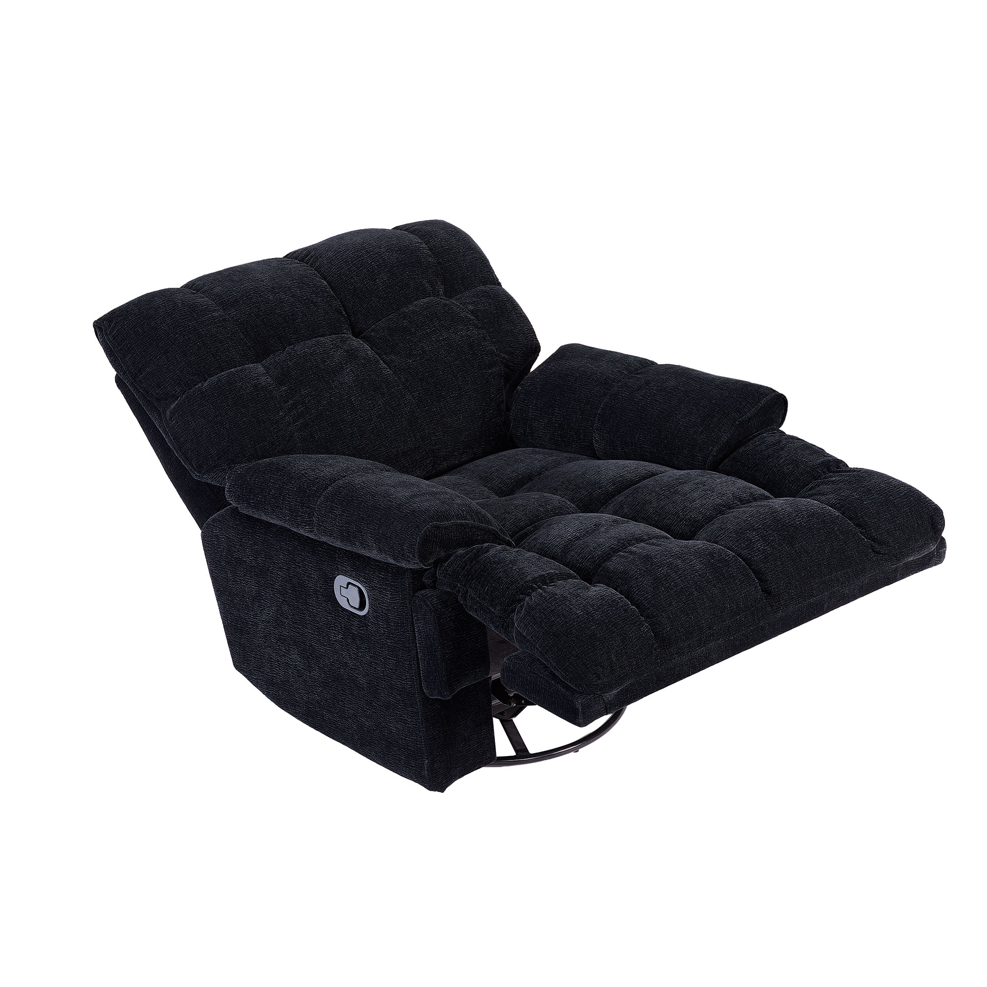 360 Degree Swivel Fabric Single Sofa Heavy Duty Reclining Chair for Living Room, BLACK