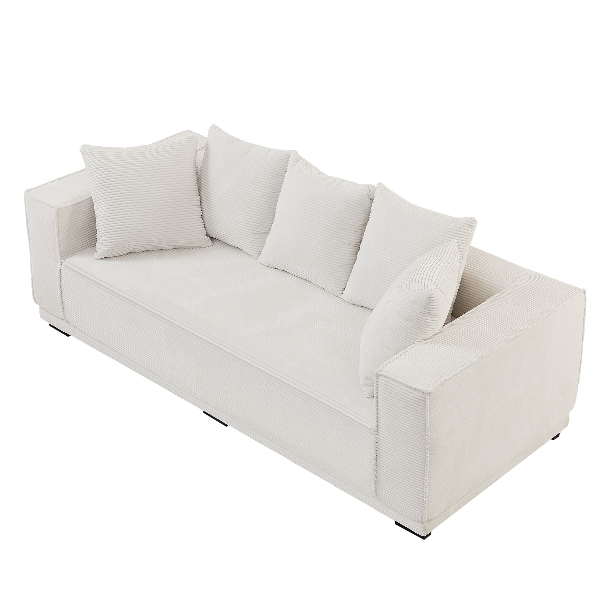 88.97'' Mid Century Modern Upholstered Sofa  with 5 Matching Toss Pillows, Including bottom frame,Comfy Couches  for Living Room, Bedroom, Apartment and Office.WHITE