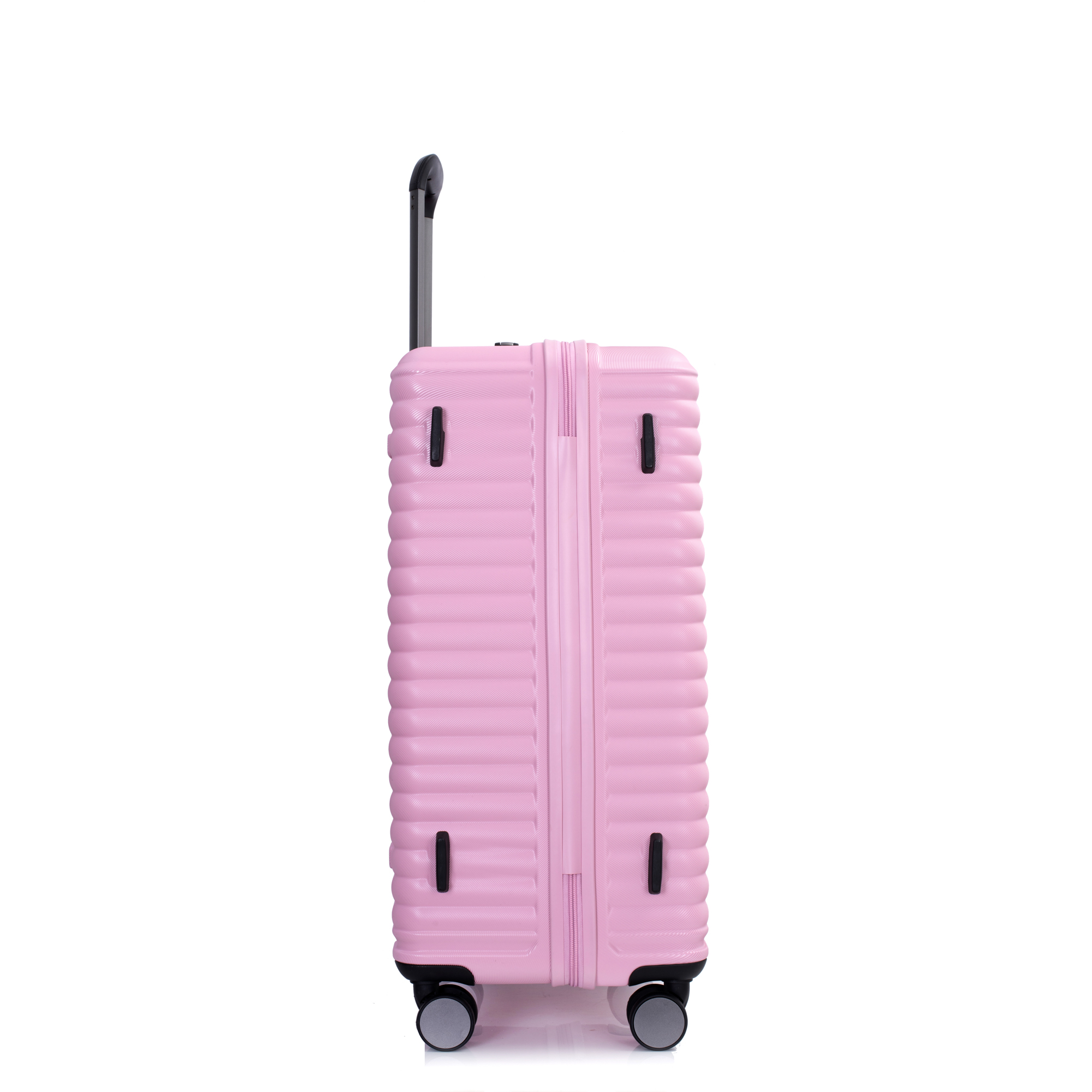 3 Piece Luggage Sets PC+ABS Lightweight Suitcase with Two Hooks, 360° Double Spinner Wheels, TSA Lock, (21/25/29) Pink