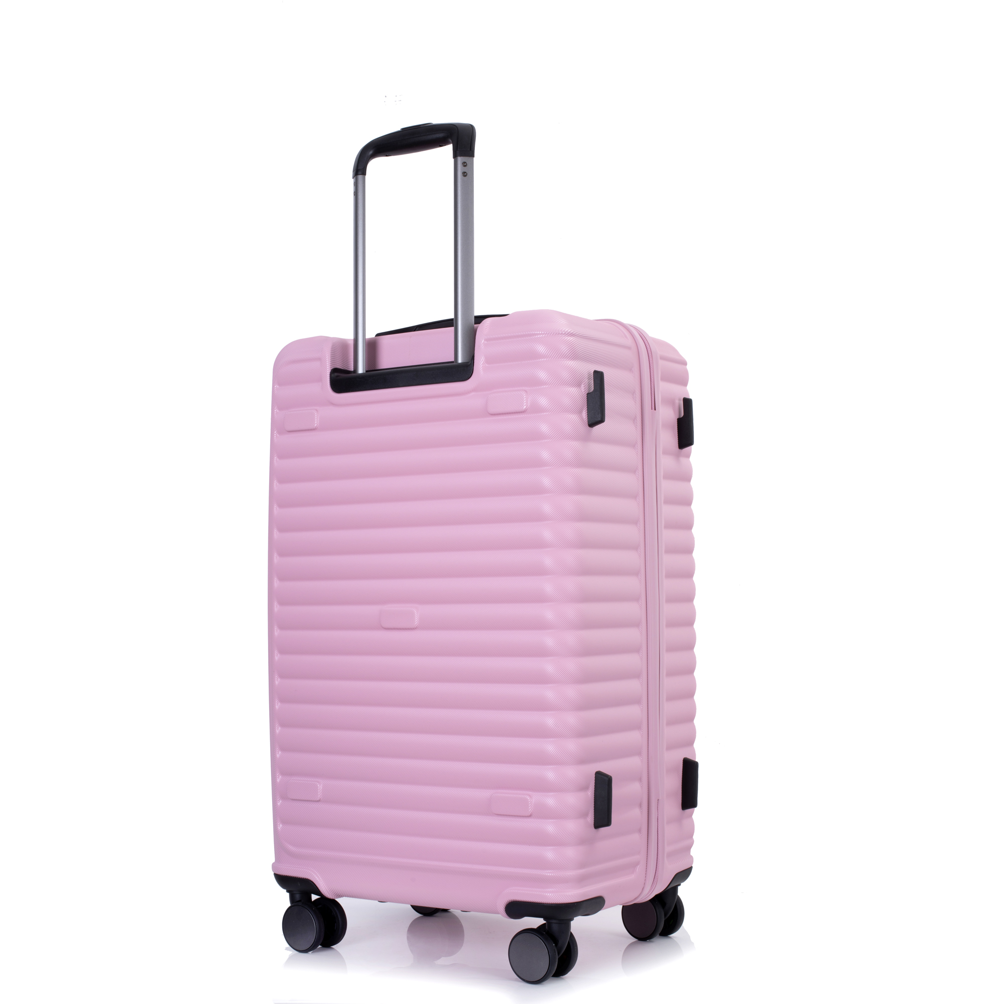 3 Piece Luggage Sets PC+ABS Lightweight Suitcase with Two Hooks, 360° Double Spinner Wheels, TSA Lock, (21/25/29) Pink