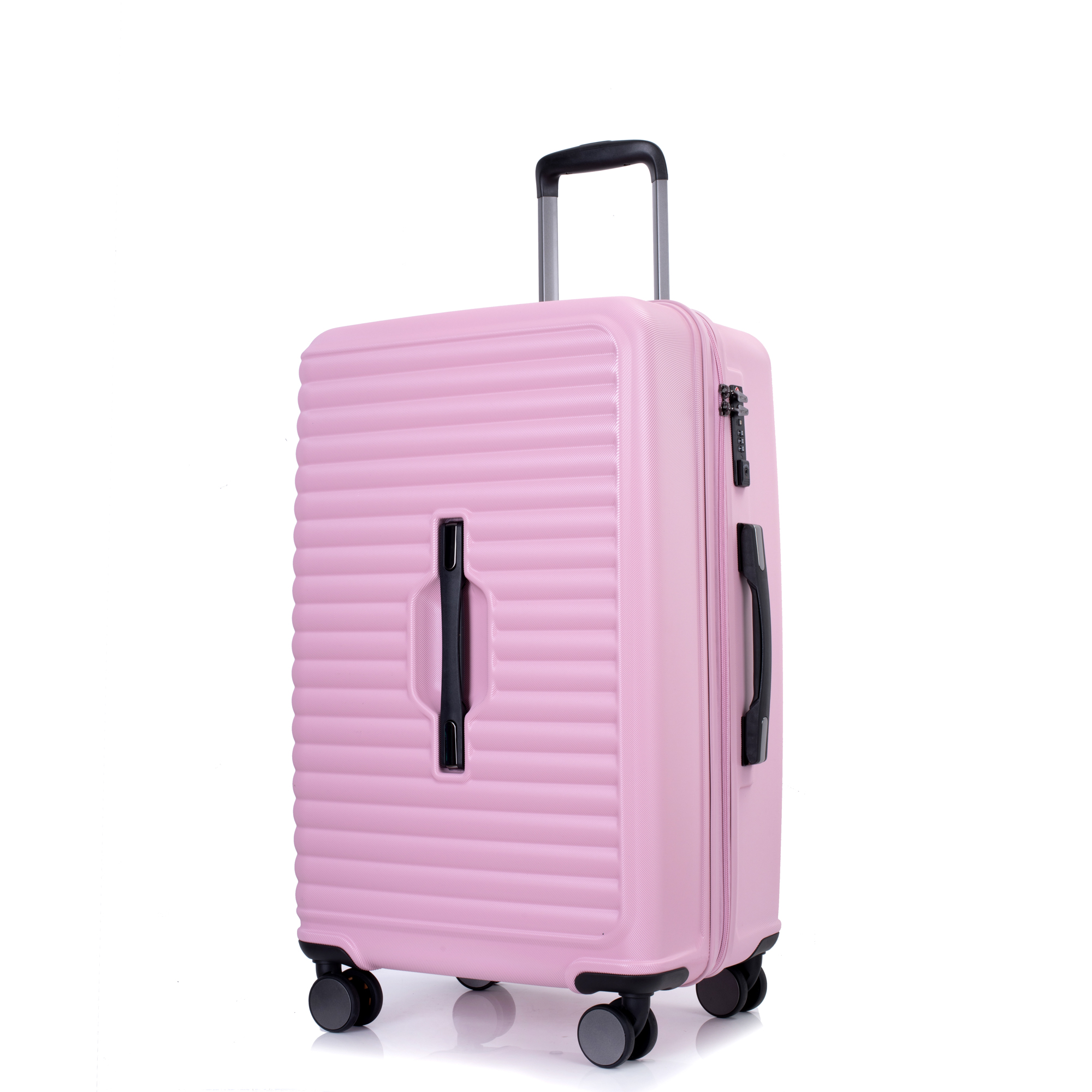 3 Piece Luggage Sets PC+ABS Lightweight Suitcase with Two Hooks, 360° Double Spinner Wheels, TSA Lock, (21/25/29) Pink