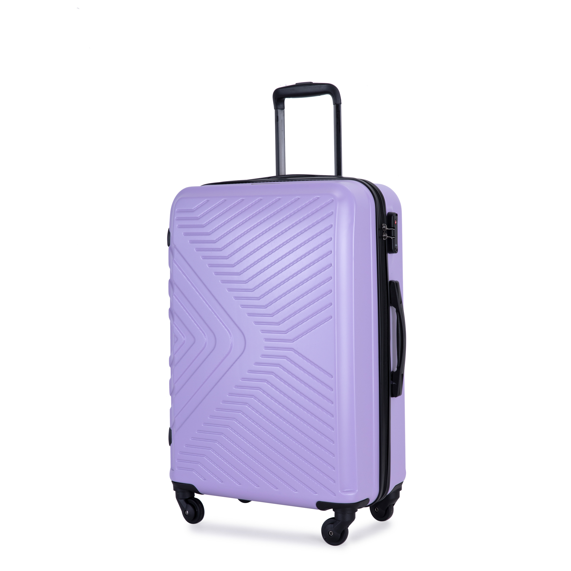 3 Piece Luggage Sets ABS Lightweight Suitcase with Two Hooks, Spinner Wheels, TSA Lock, (20/24/28), LIGHT PURPLE