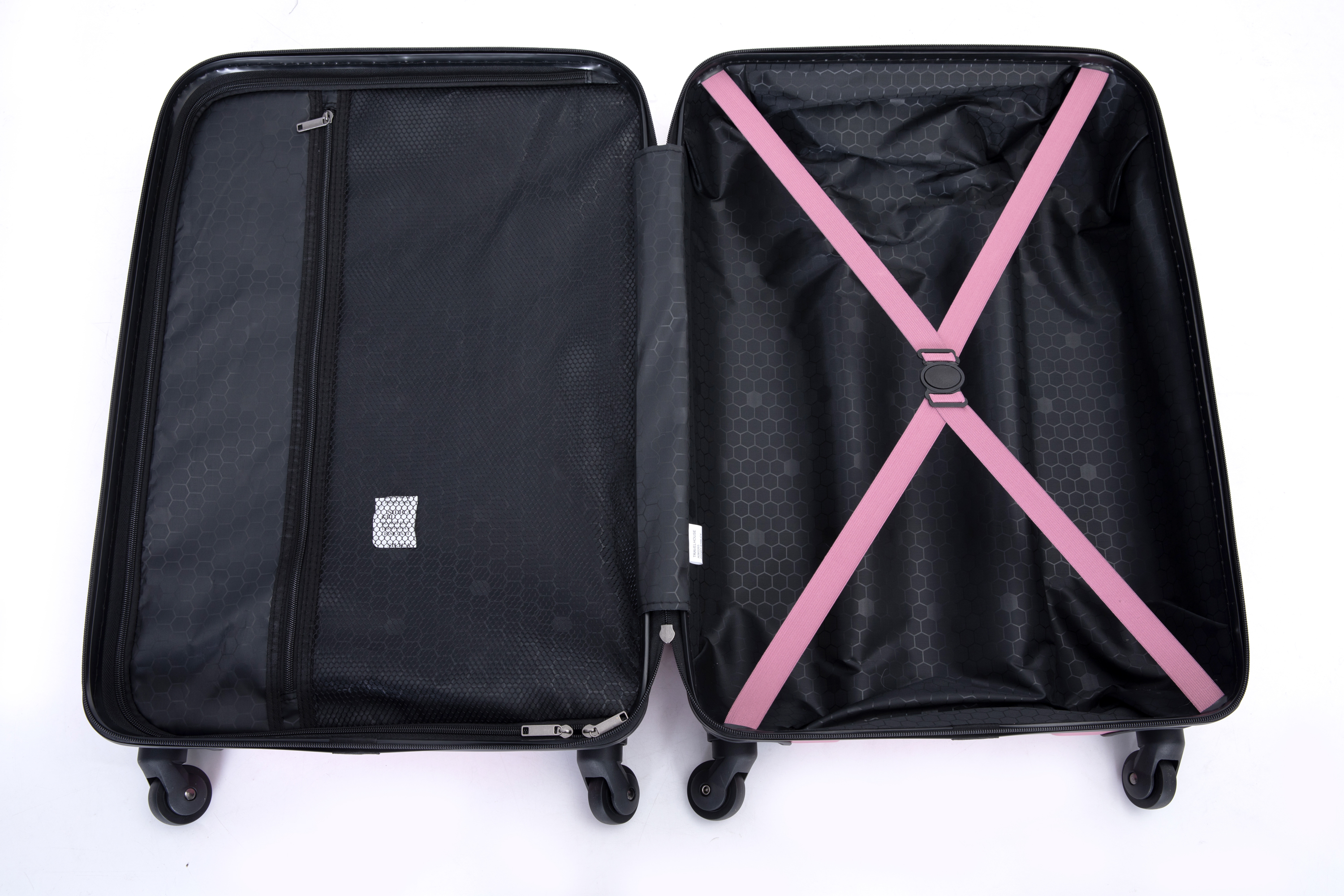 3 Piece Luggage Sets ABS Lightweight Suitcase with Two Hooks, Spinner Wheels, TSA Lock, (20/24/28), Pink