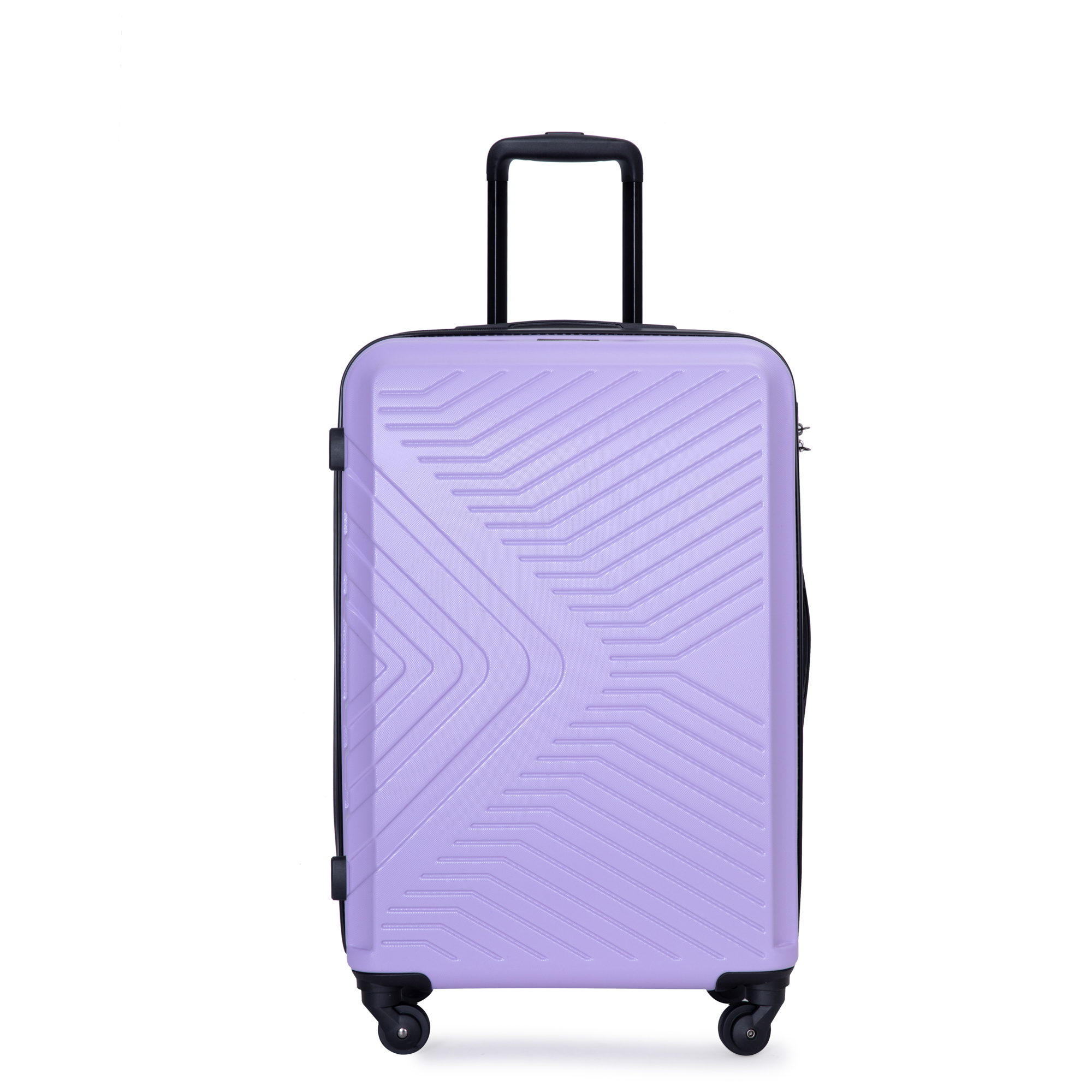 3 Piece Luggage Sets ABS Lightweight Suitcase with Two Hooks, Spinner Wheels, TSA Lock, (20/24/28), LIGHT PURPLE