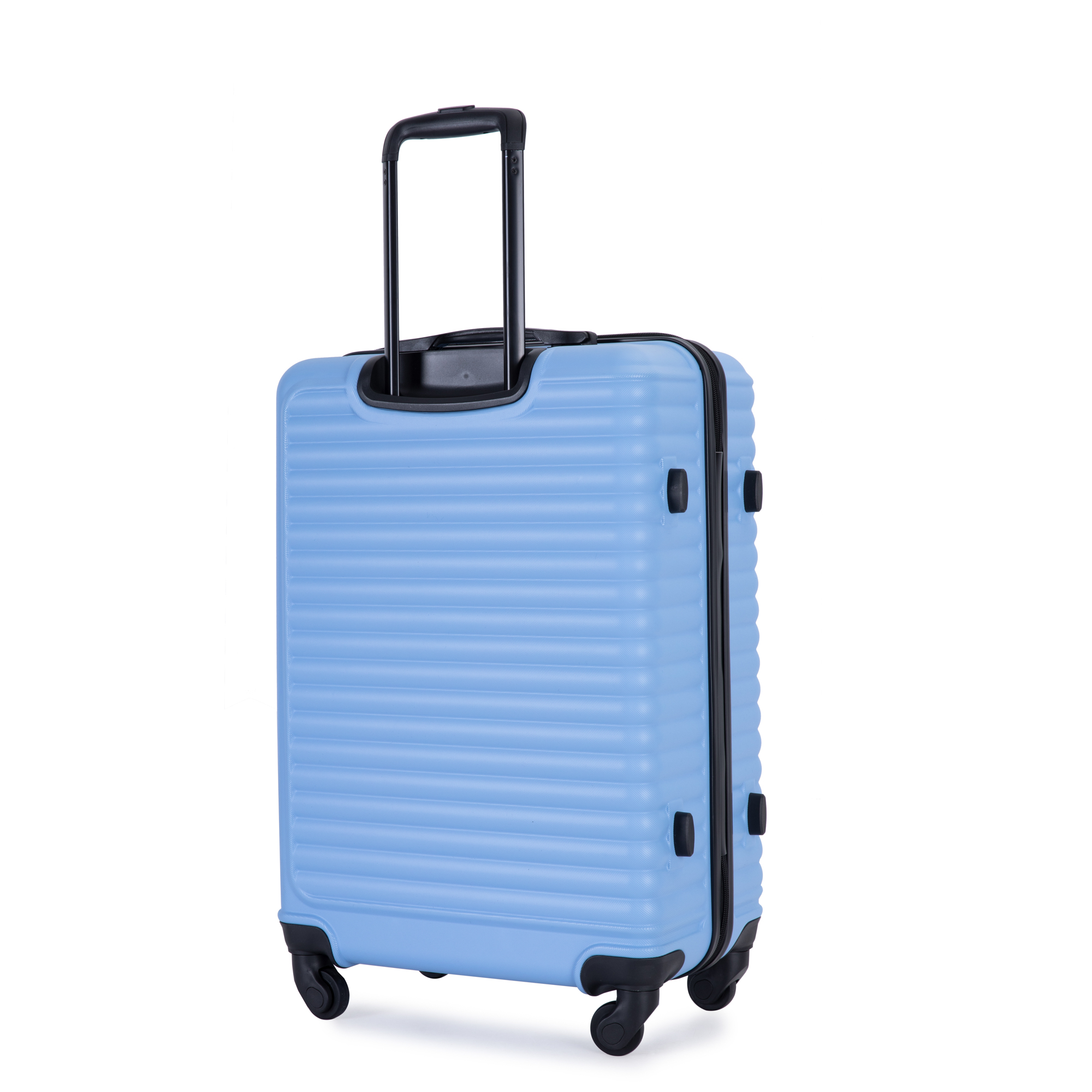 3 Piece Luggage Sets ABS Lightweight Suitcase with Two Hooks, Spinner Wheels, TSA Lock, (20/24/28) LIGHT BLUE