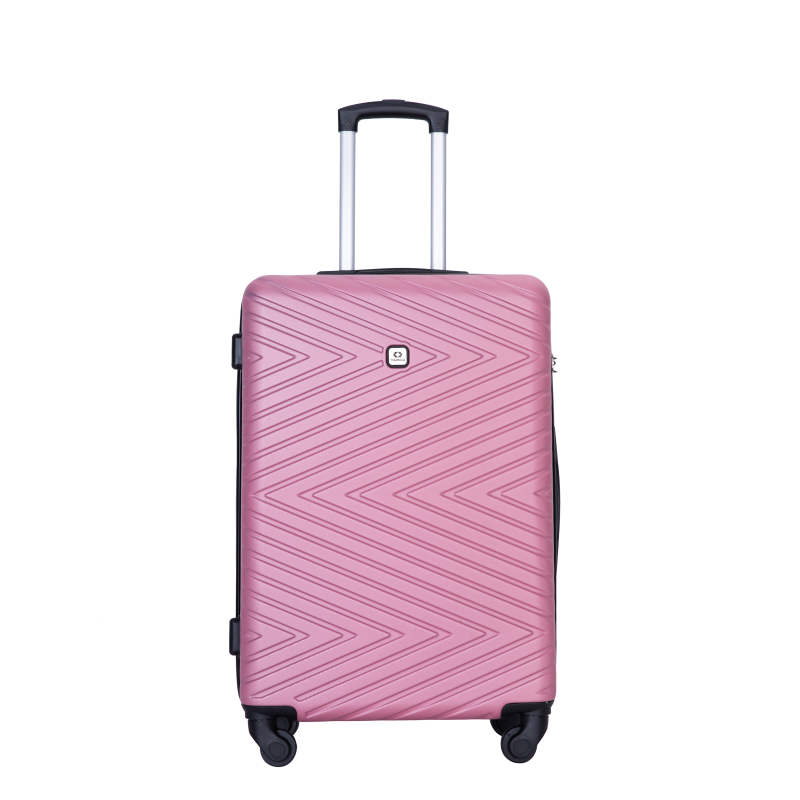 luggage 4-piece ABS lightweight suitcase with rotating wheels, 24 inch and 28 inch with TSA lock, (16/20/24/28) PINK