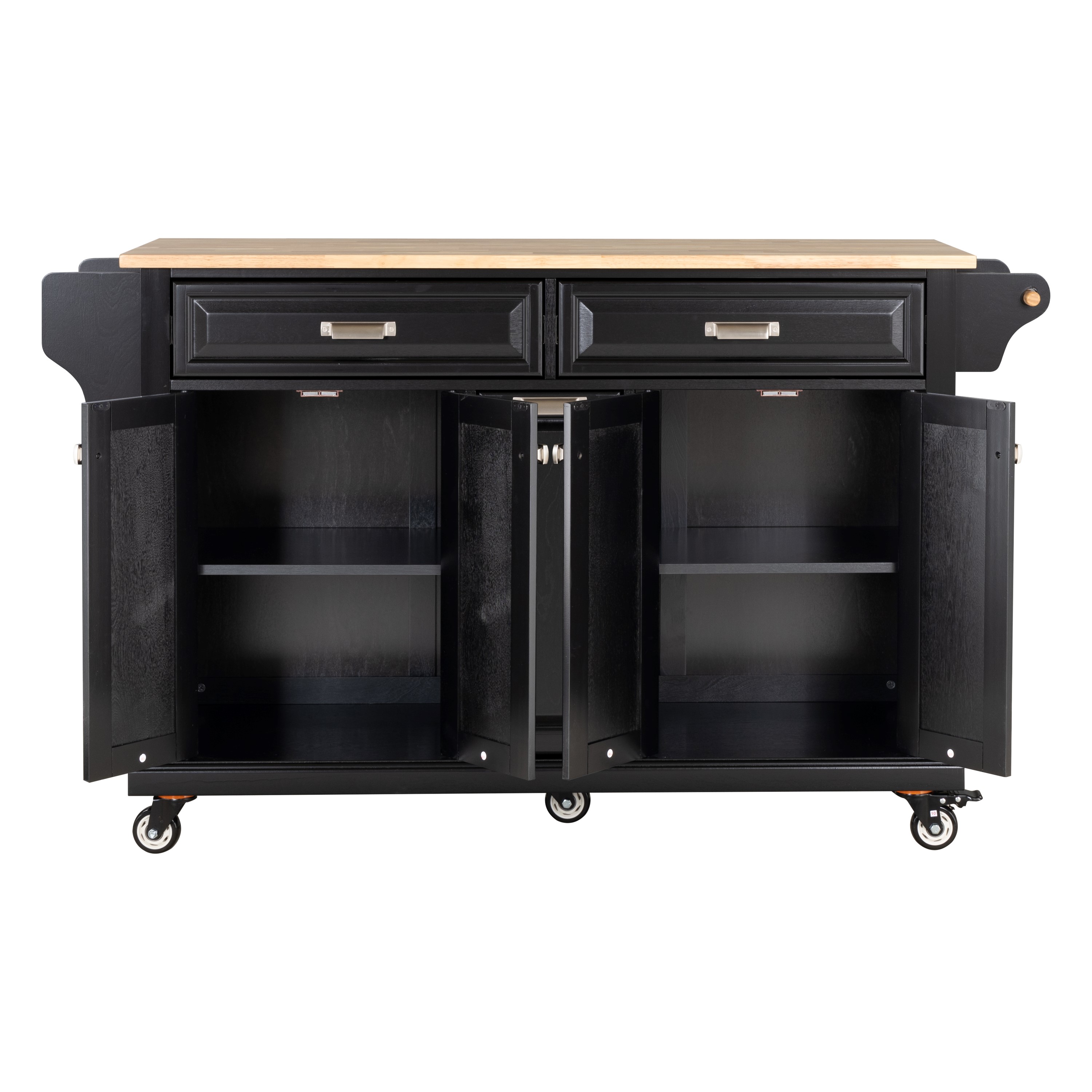 Cambridge Natural Wood Top Kitchen Island with Storage