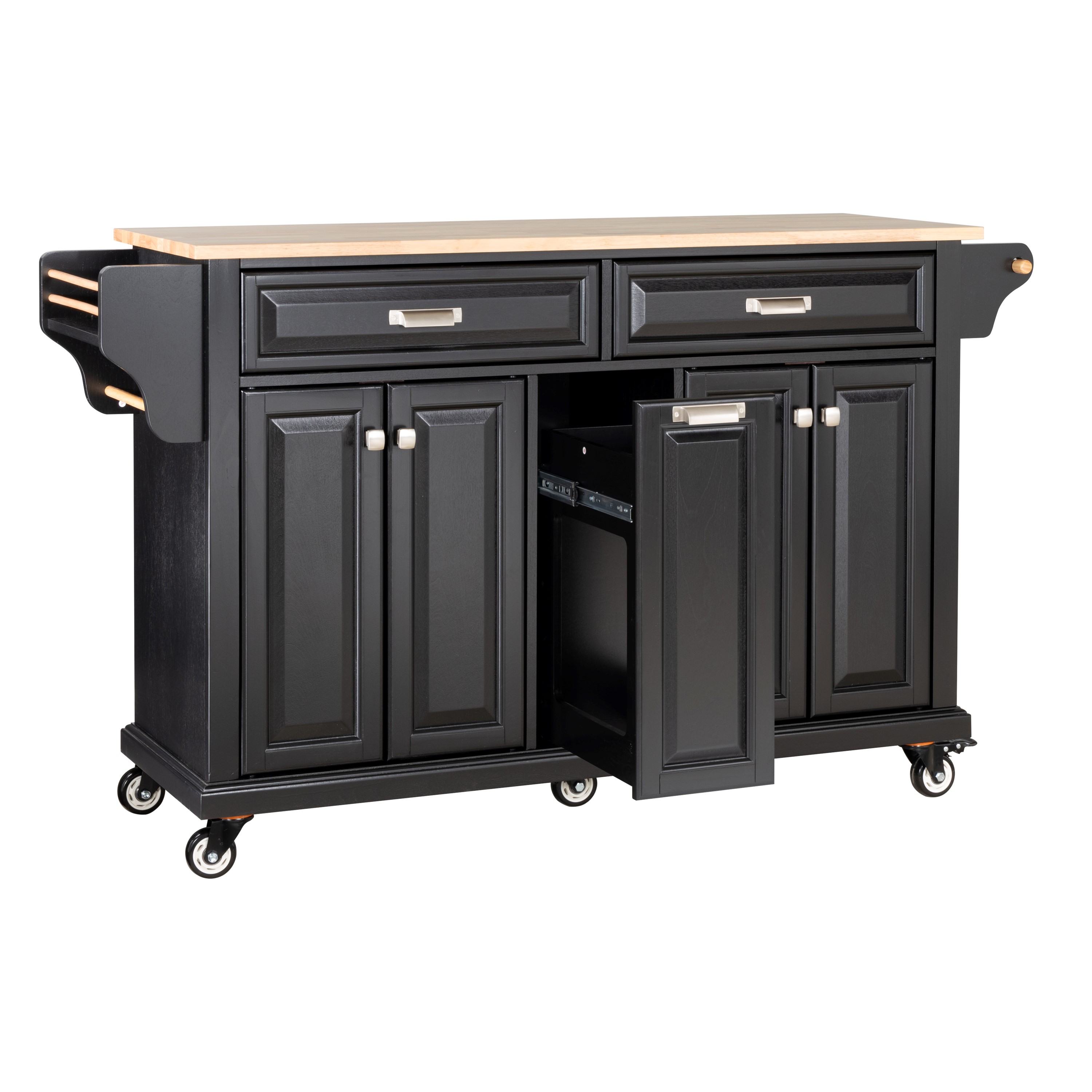 Cambridge Natural Wood Top Kitchen Island with Storage