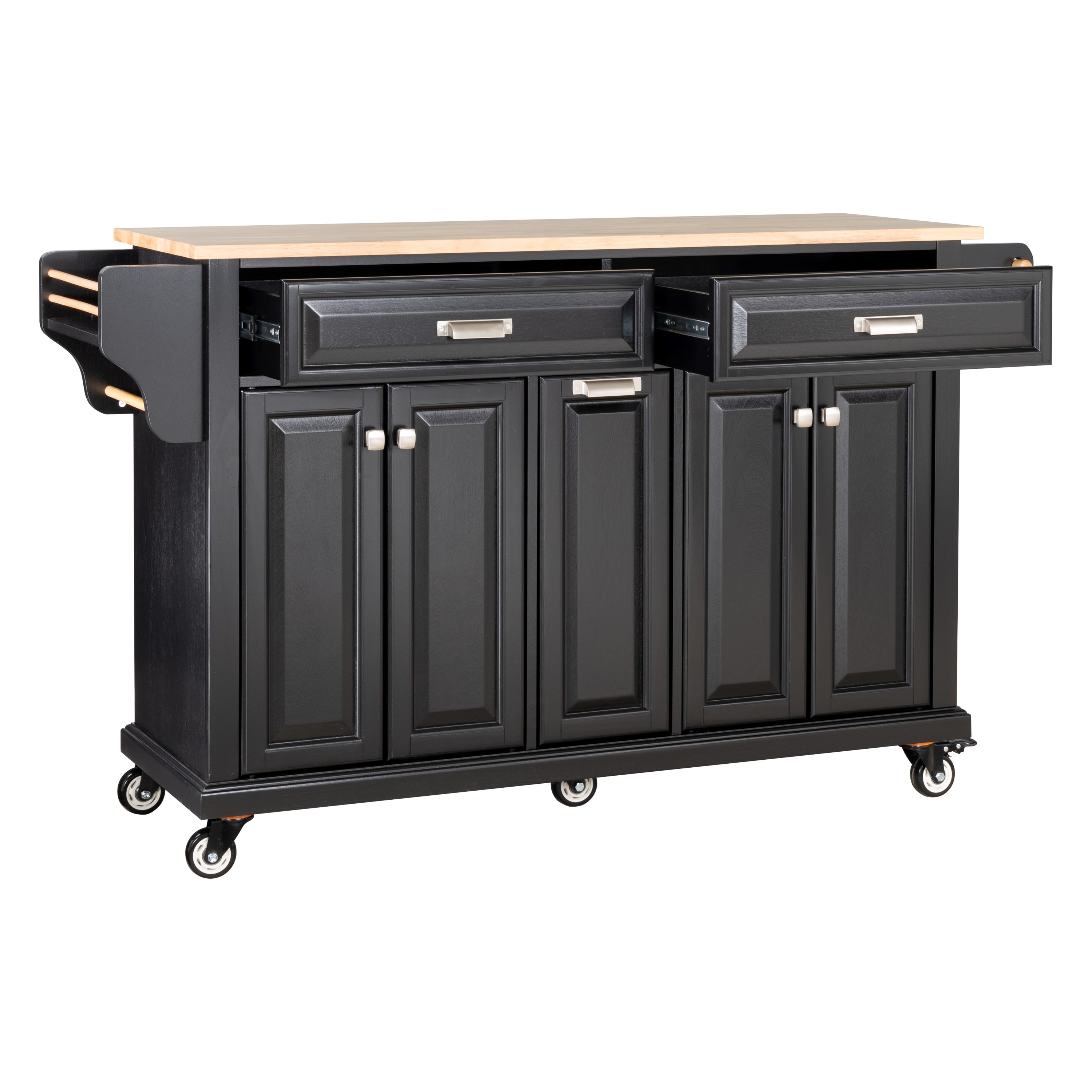 Cambridge Natural Wood Top Kitchen Island with Storage