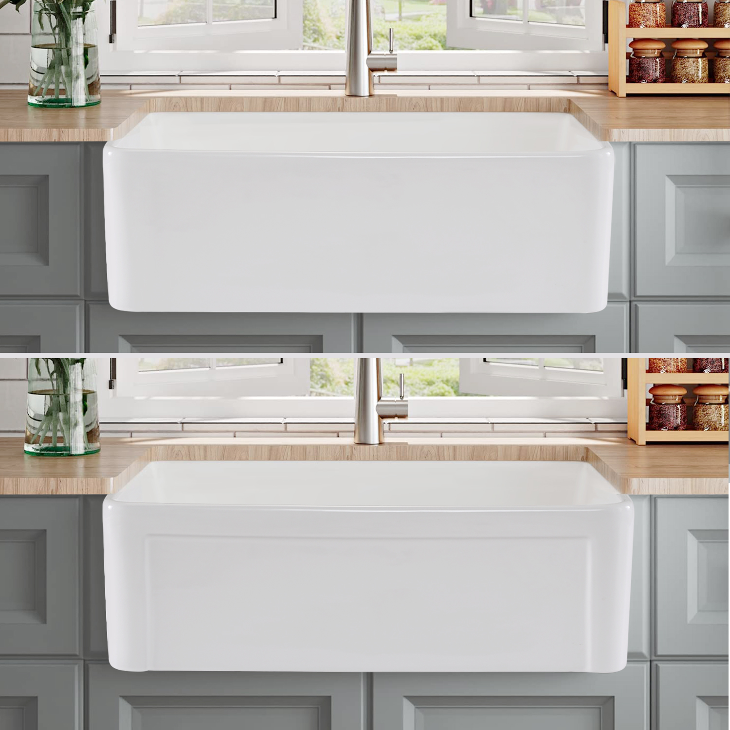 White Farmhouse Sink Deep Apron Sink Undermount Farmhouse Kitchen Sink Single Farm Sink