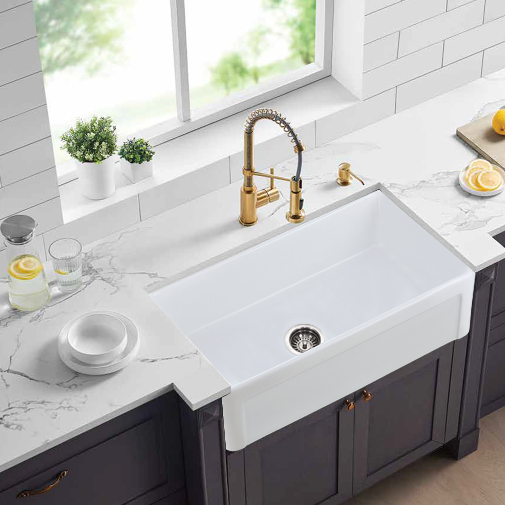 White Farmhouse Sink Deep Apron Sink Undermount Farmhouse Kitchen Sink Single Farm Sink